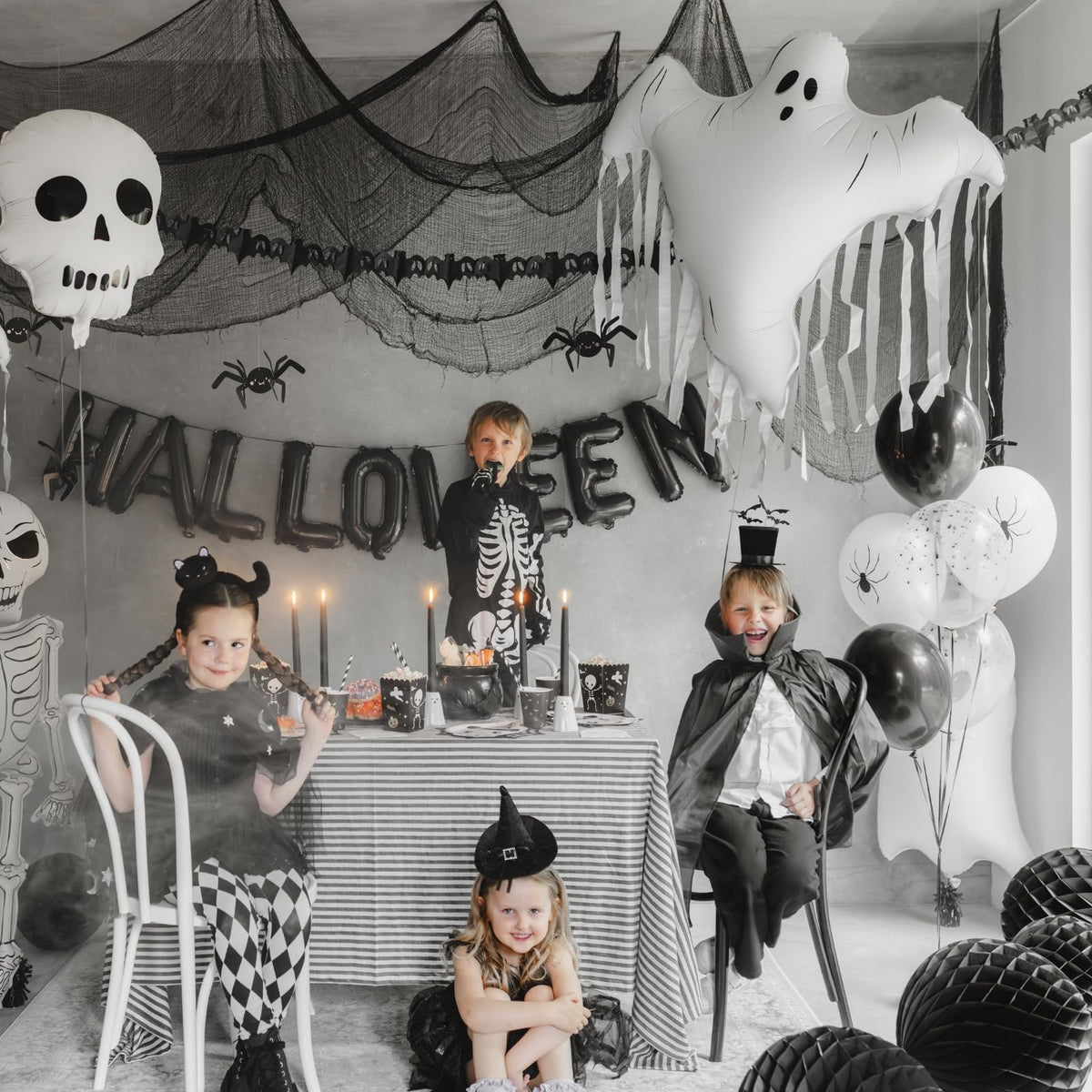 Large Ghost Balloons PartyDeco 36.6 x 33.8 Inch Large White Ghost Foil Balloon with Tassels Spooky Birthday Decoration