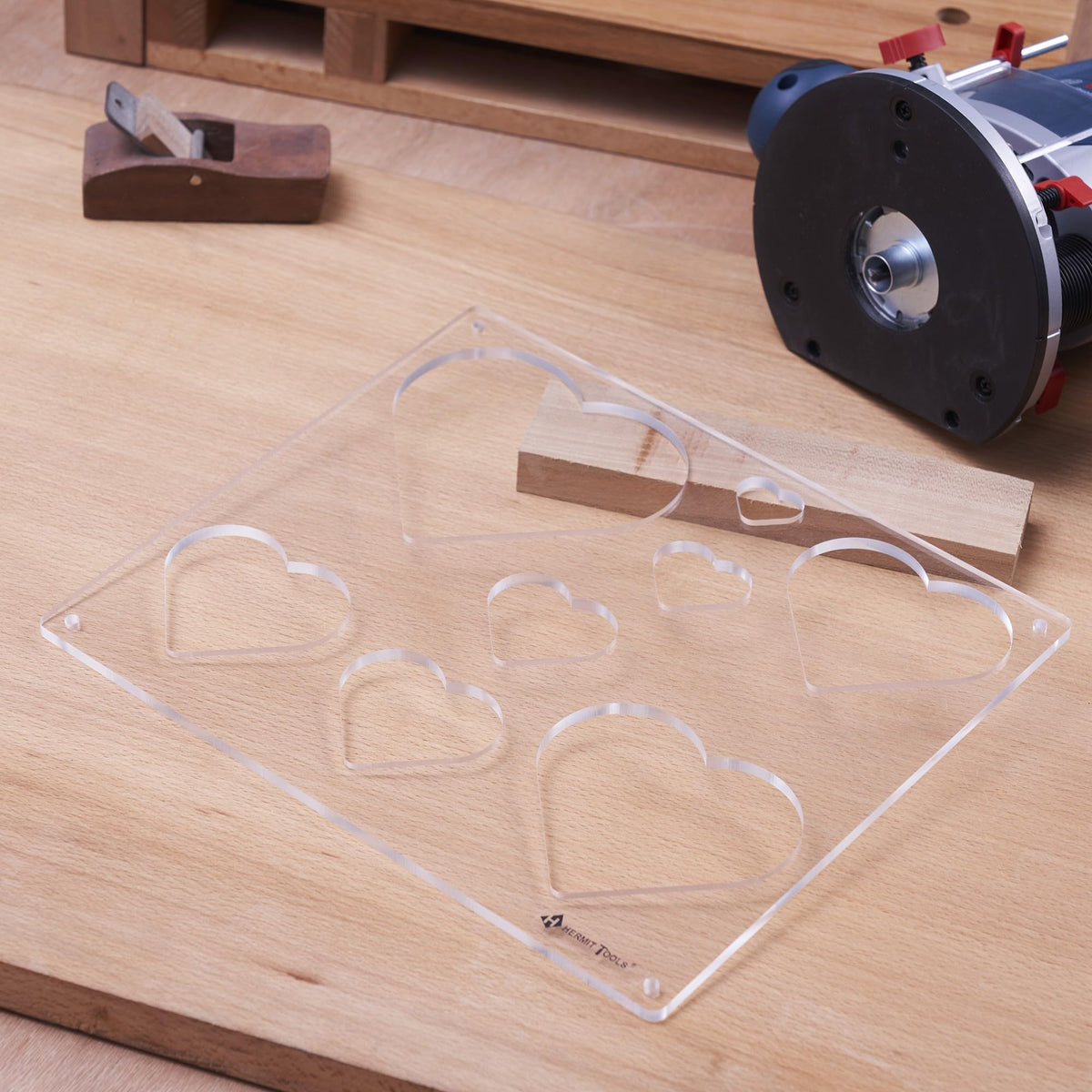 HERMIT TOOLS 12"*10" inches 8-in-1 Heart Inlay Template | Router and Decorative Templates for Woodworking