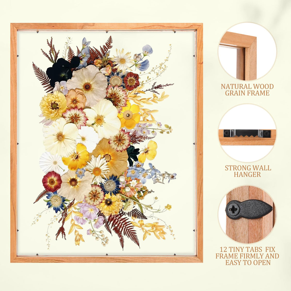 Leinuosen 2 Pcs Floating Picture Frames 16x20 Double Glass Pressed Flower Wooden Frames Wall Tabletop Display Photo Gift for Home Office Plant Specimen Embossed Designs
