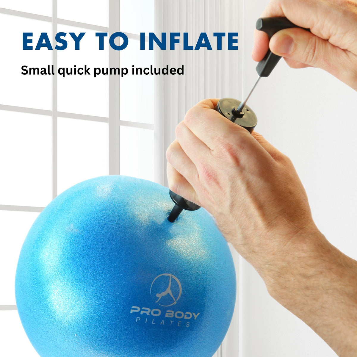 ProBody Pilates Small Exercise Ball with Pump - 9 Inch Workout Ball for Stability, Barre, Yoga, Core & Physical Therapy, Home Gym & Office Use (Aqua)