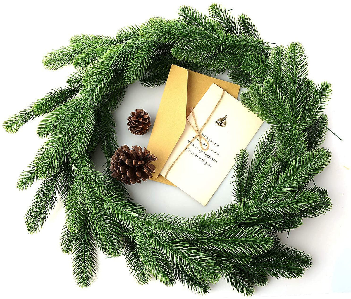 KLEWEE 60 Pcs Artificial Pine Branches, Christmas Tree Filler Branches, Realistic Faux Christmas Greenery Green Plants Pine Picks and Stems for Christmas Decorating Crafts Vase DIY Wreath Garland