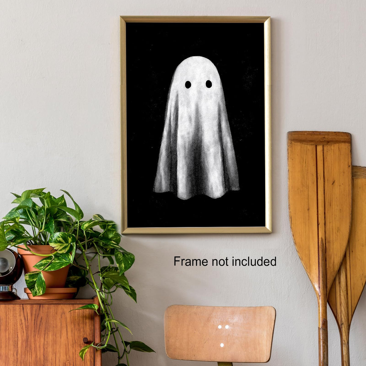 Halloween Canvas Wall Art Ghost Poster Black and White Print Gothic Dark Academia Wall Decor Halloween Decor Retro Spooky Aesthetic16x24in Unframed