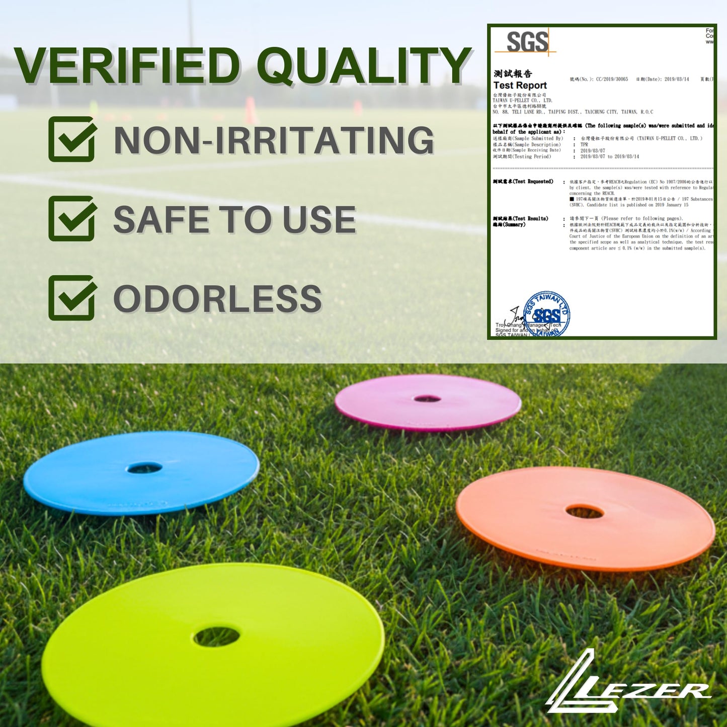 LEZER 6 Inch Flat Cones, Spot Markers, Soccer Cones, Field Court Markers, Sit Spots, Flat Discs, Soccer Training Equipment, Agility Practice, Football, Made in Taiwan, Set of 12