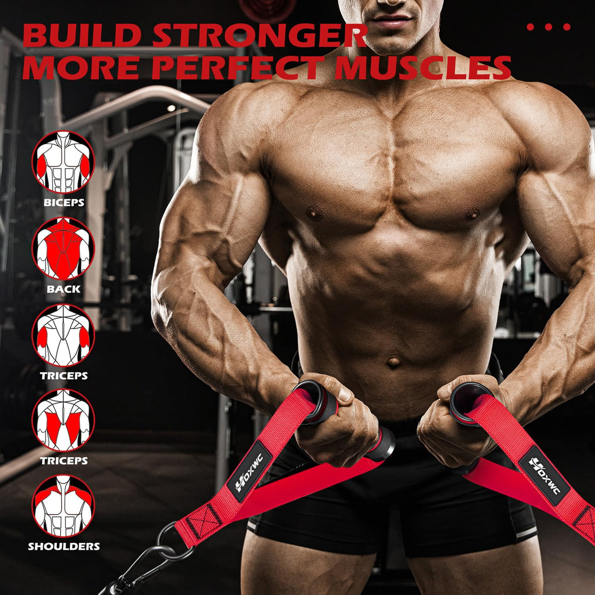 HOXWC Gym Equipment, Cable Attachments for Gym, Replacement Fitness Equipment for Strength Trainer, Heavy Duty Cable Machine Handles for Pulleys, Gym Equipment, Resistance Bands, Home Gym Grip Attachments