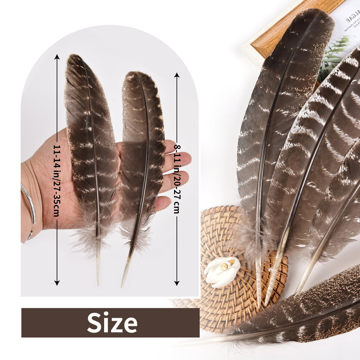 Natural Turkey Feathers, 30pcs 11-14 inch (27-35cm) Bulk Feathers for DIY Jewelry Hat Wedding Home Party Dream Catcher Supplies