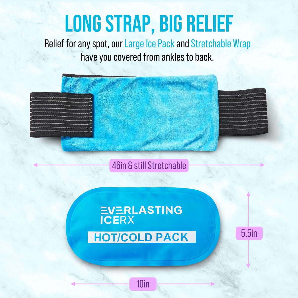 Gel Ice Packs for Injuries Reusable, Hot & Cold Gel Wrap (4 Pack), Adjustable & Flexible, Long Lasting Instant Compression for Back, Knees, Shoulders, Elbows, Neck, Foot & Ankle