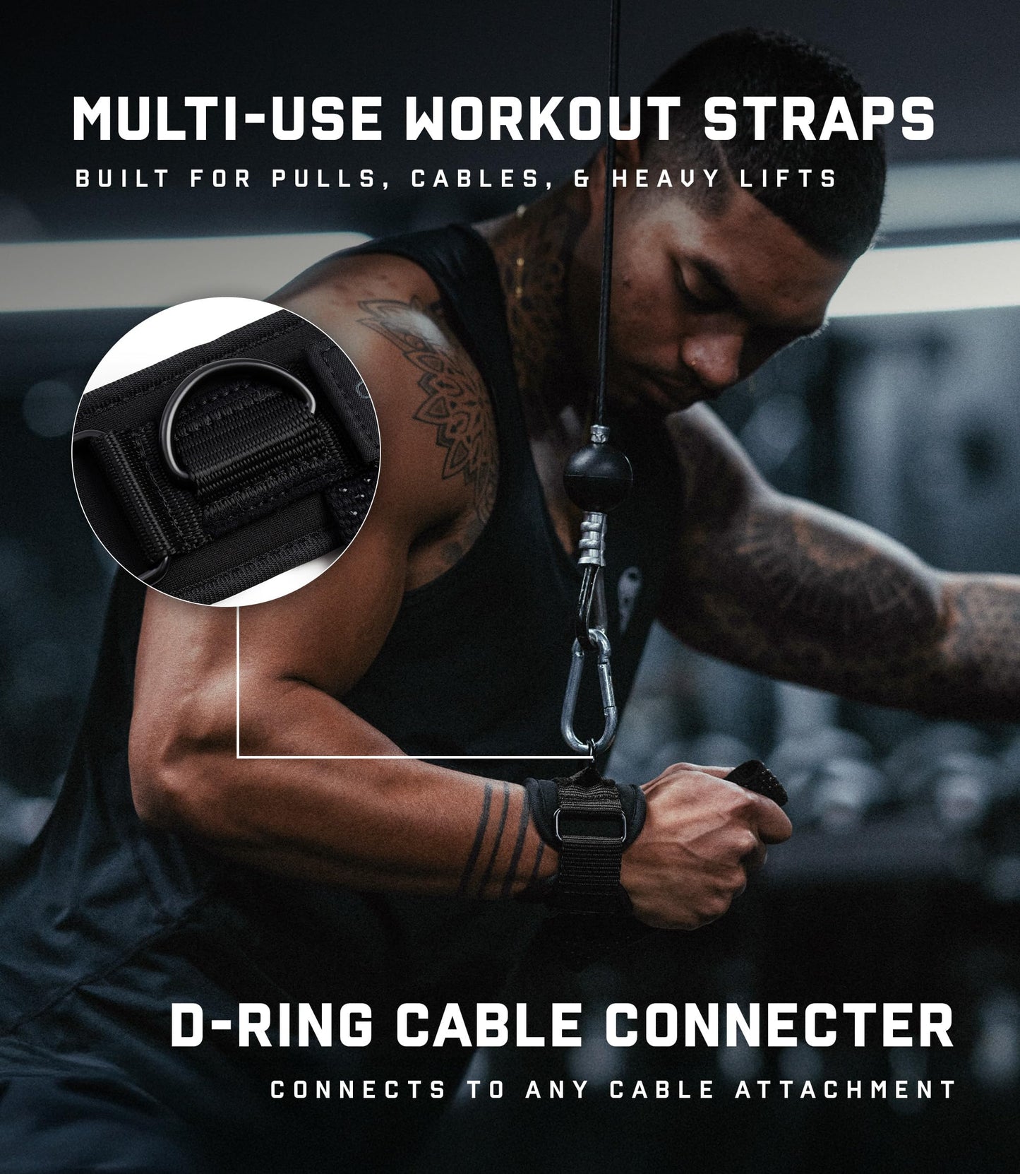 Gymreapers GripLink Lifting Straps, Black/White