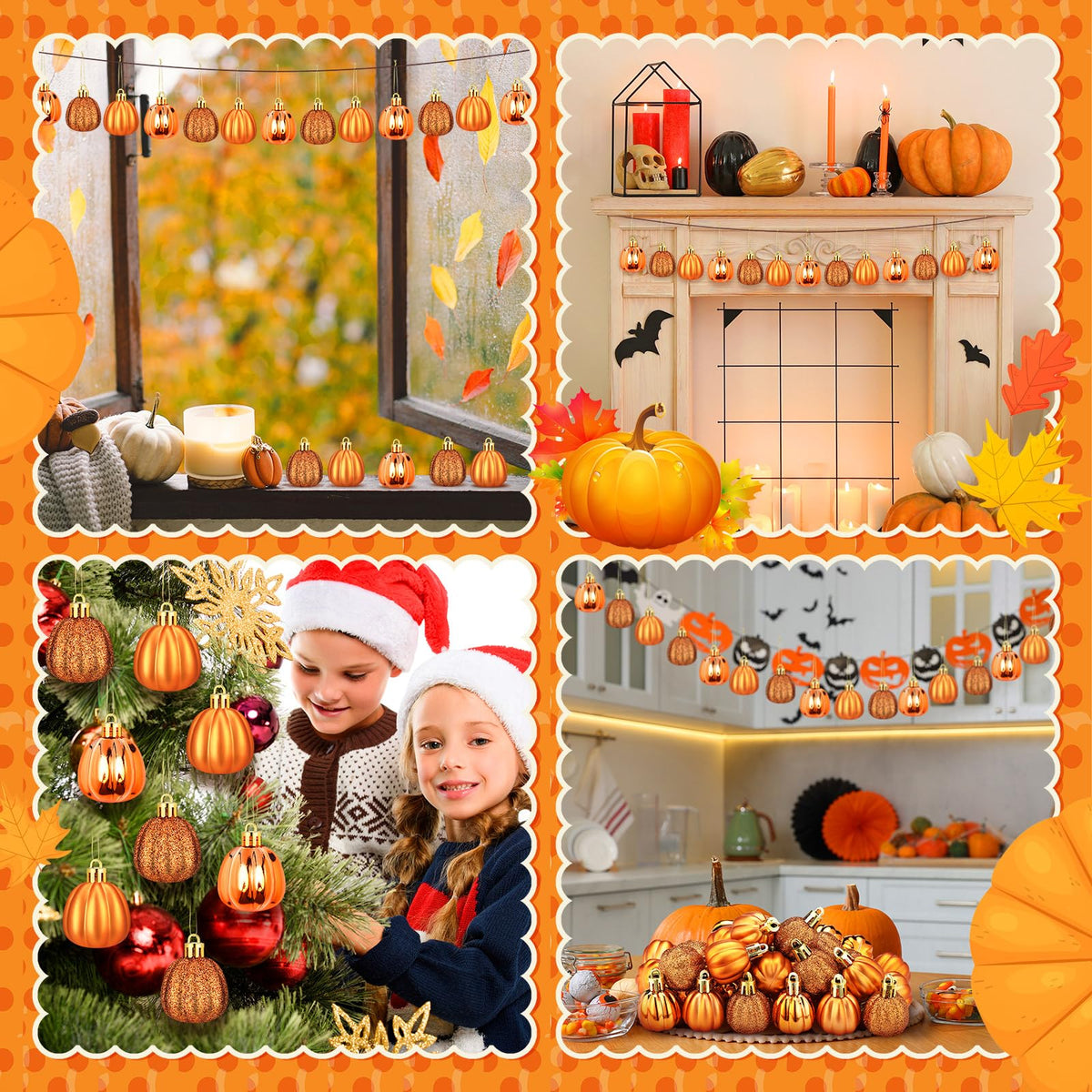 Colingmill 36 Pcs Fall Tree Ornaments Pumpkin Hanging Ornaments Thanksgiving Fall Decorations Mini Pumpkin Ball Decorations Farmhouse for Small Tree Autumn Home Halloween Party(Cute,Pink)