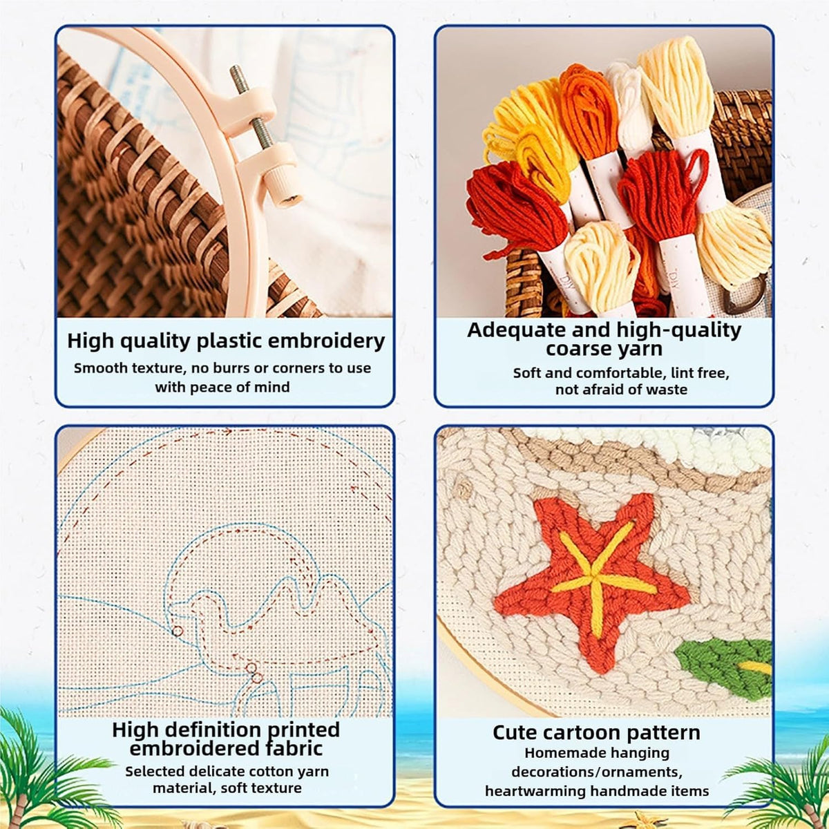 Punch Needle kit for Beginners, Punch Stitching kit for Adults, Needle Punch Kits for Adults–Bear Hugging a Tree, Easy Craft for Beginners.