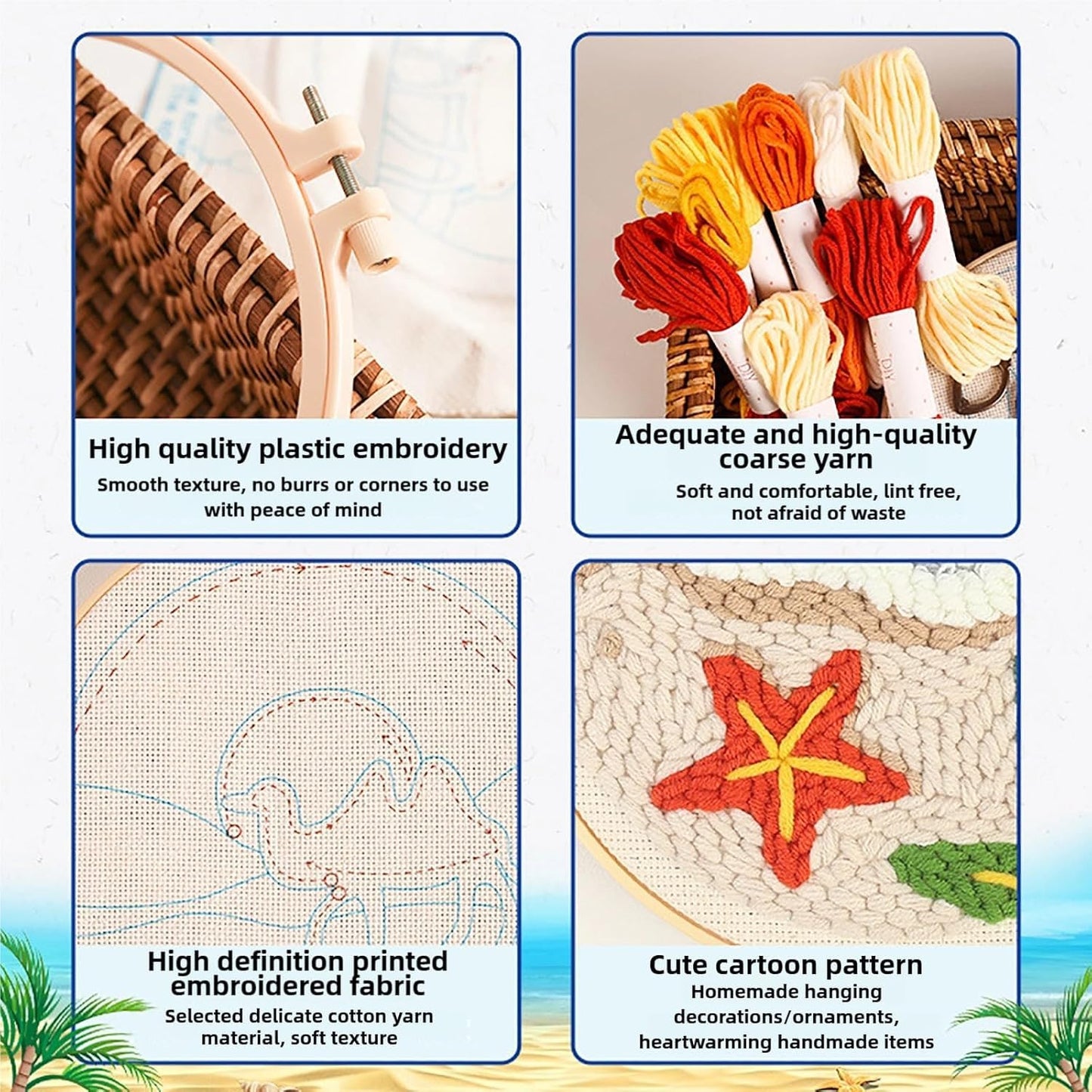 Punch Needle kit for Beginners, Punch Stitching kit for Adults Showing Penguin Outside Cabin – Cozy Needle Punch Kits for DIY