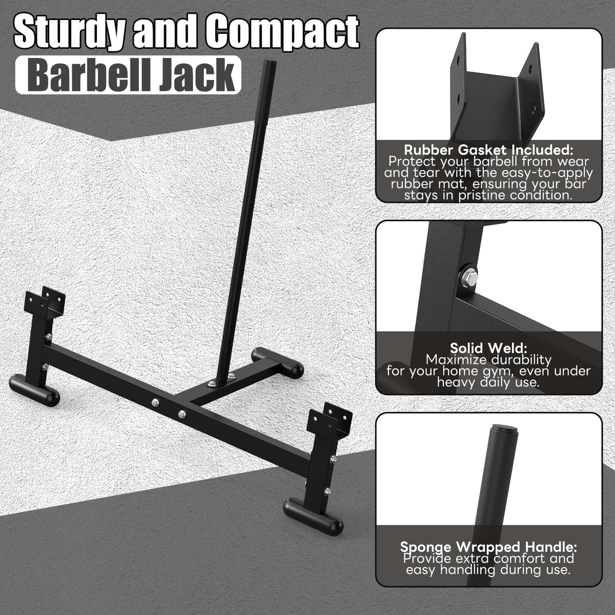 Heavy Duty Barbell Weight Changer – Iron Weight Lifting Stand, 1984 lbs Capacity, 42.5" x 10" x 18", Includes Soft Rubber Pads for Protection Barbell Jack