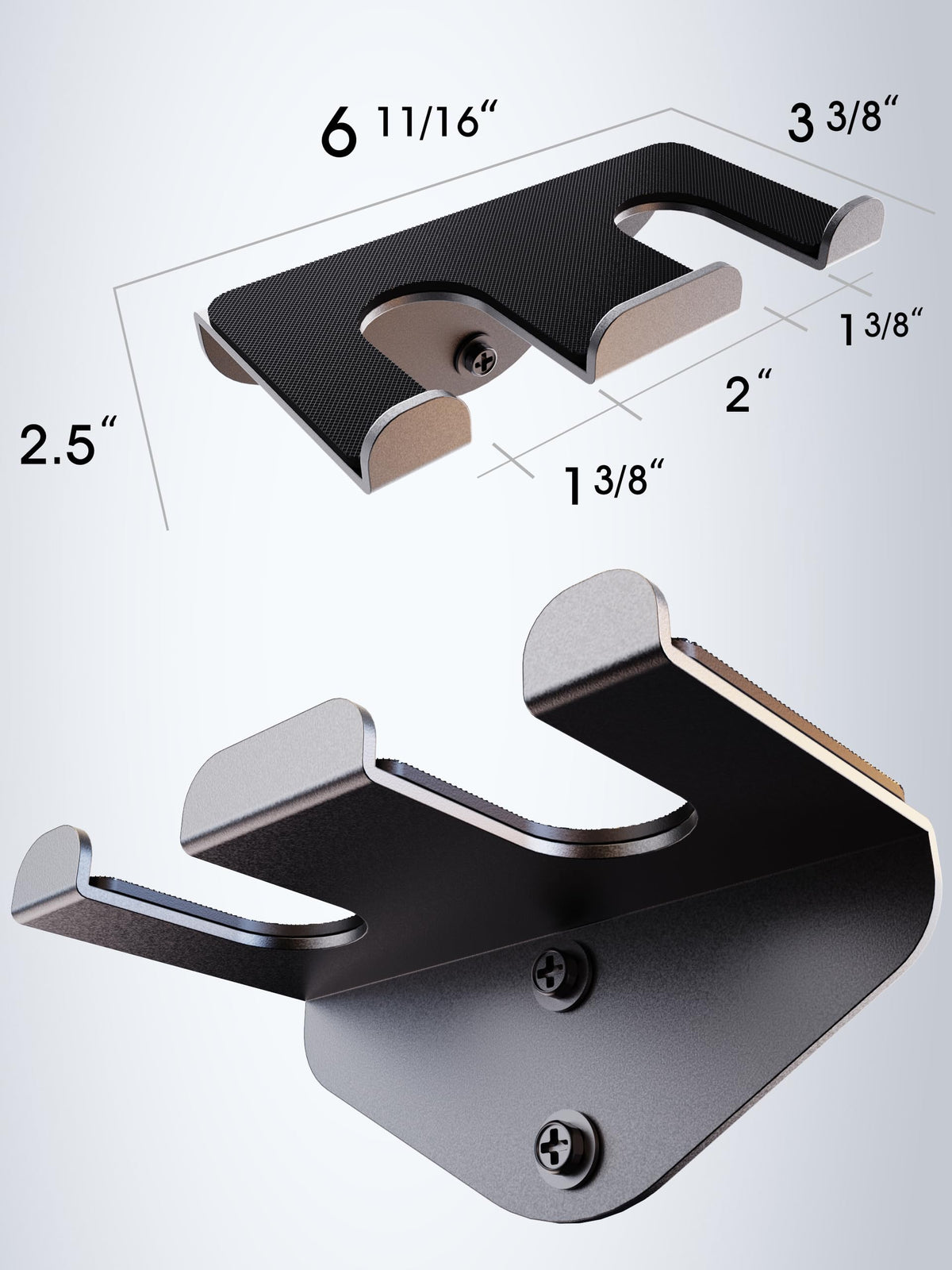 VAIIO Double Olympic Barbell Hanger,Vertical Barbell Mount Rack,Garage Gym Bar Wall Rack,Black Powder Coated,Space Saving Commercial or Home Gym Accessory,Holds Under 33mm Bar Size