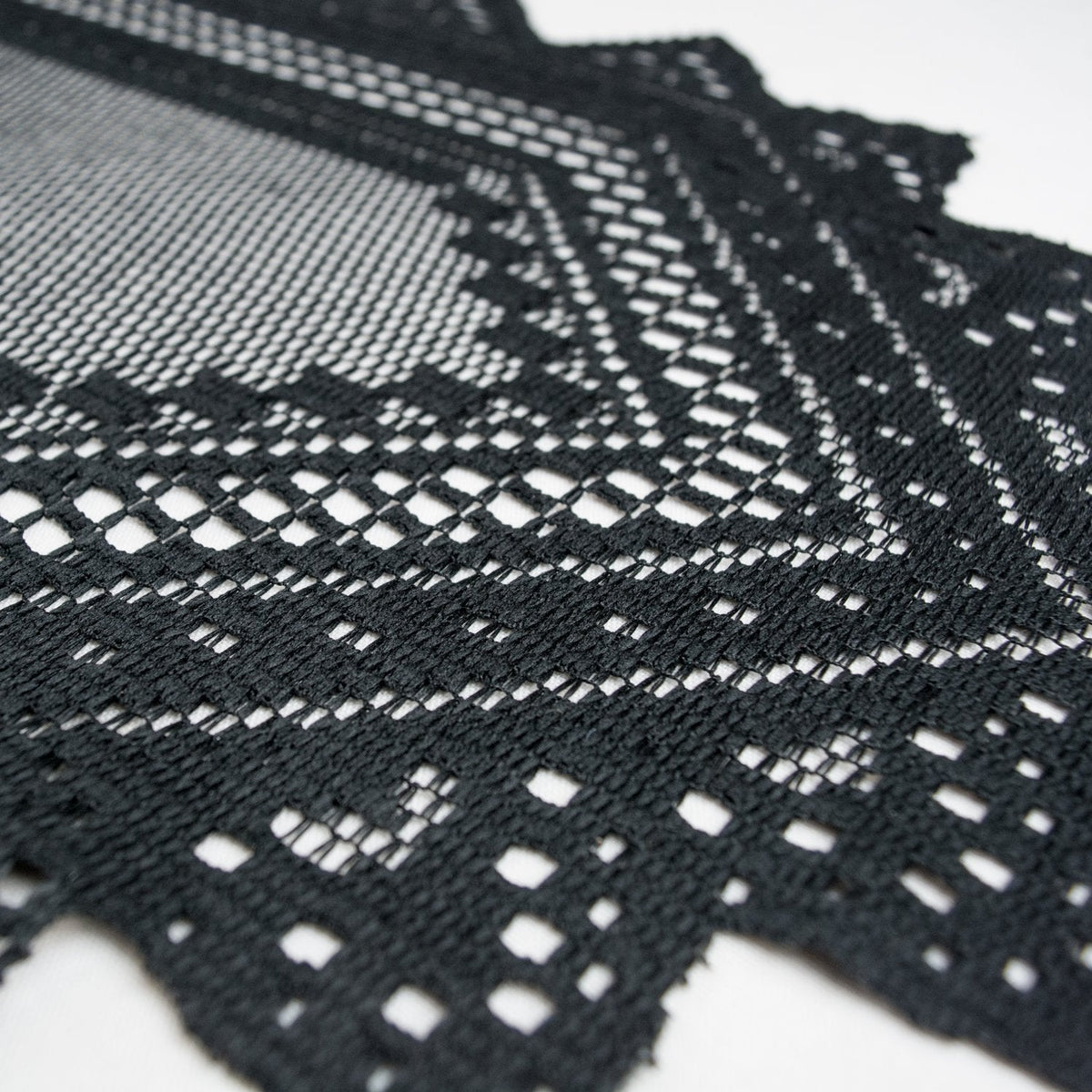DII Black Lace Overlay Tabletop Collection Gothic Halloween Decor, Table Runner, 14x72, Black