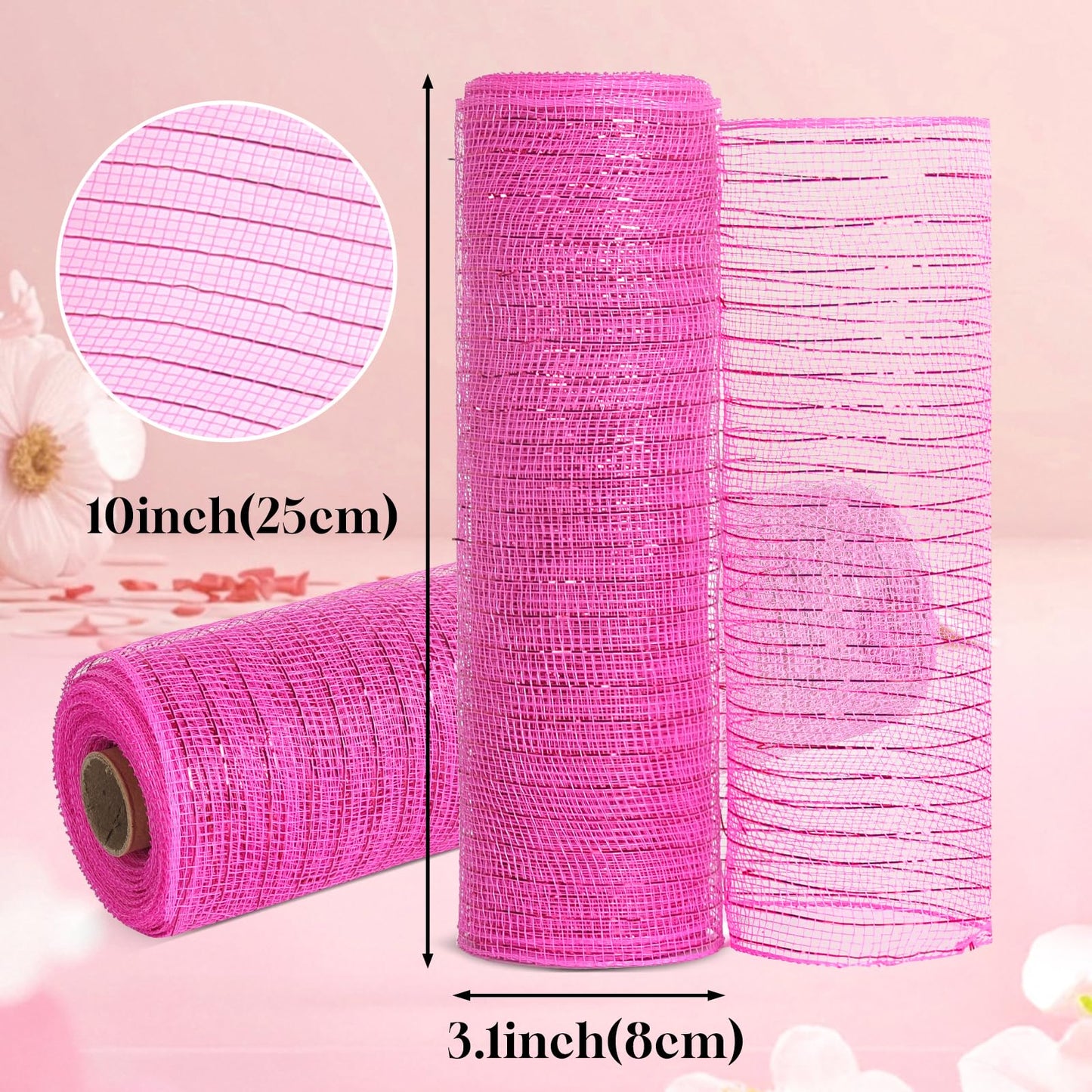 ICOSHOW 2 Rolls Mesh Ribbon for Wreaths 10 Inch x 30 Foot Wreath Mesh Rolls with Metallic Foil for Easter Christmas Party Wedding Home Decor DIY Craft Projects and Gift Wrapping (Red)