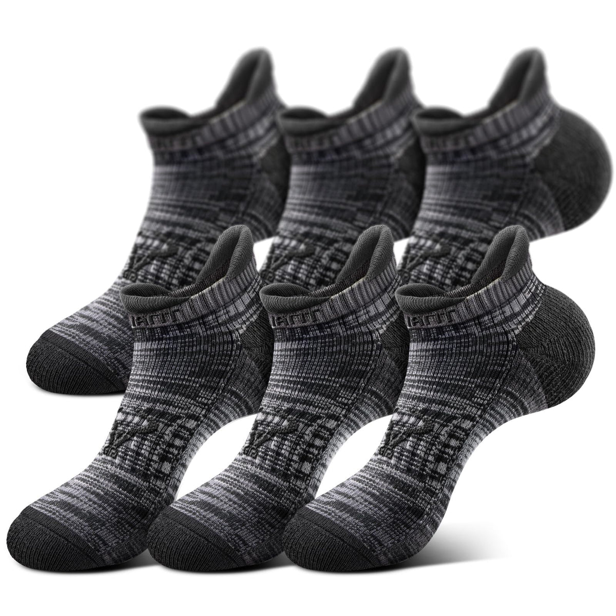 BULLIANT Men Active Running Socks 6-Pairs, Nylon Blend Cushioned Compression Ankle Socks, Arch Support Breathable Wicking(6Pairs,Shoes Size:Men 10-12)