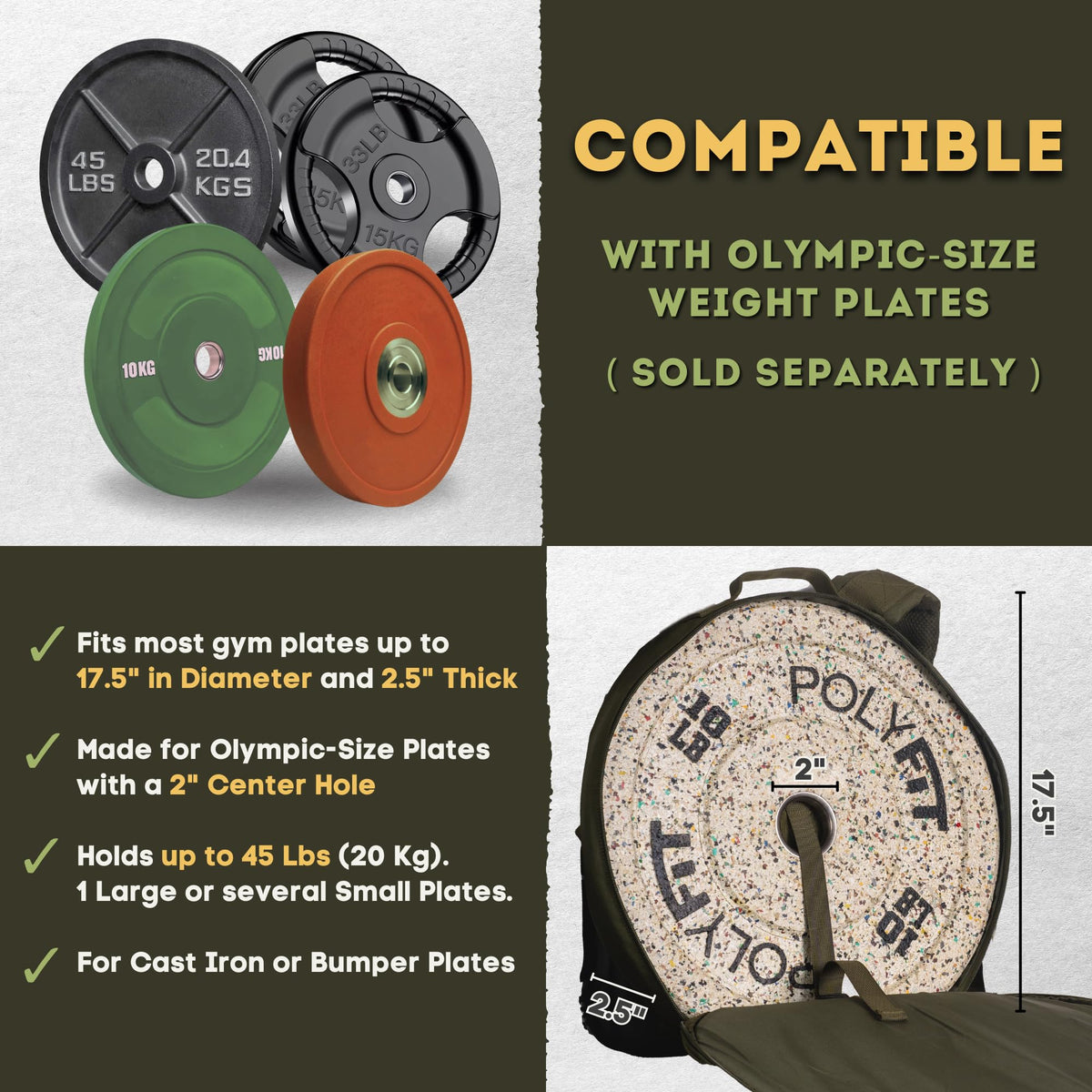 Polyfit PL8 Backpack for Olympic Weight Plates - Weighted Backpack for Strength Training, Rucking, and Gym Workouts - BLACK CAMO