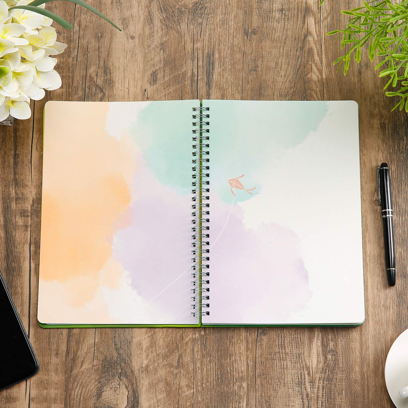 SIIXU Spiral Journals for Writing, Color Illustration Notebook With an Elastic Band, Hardcover, 128 Pages, B5, 6.8”x9.8”, Spring