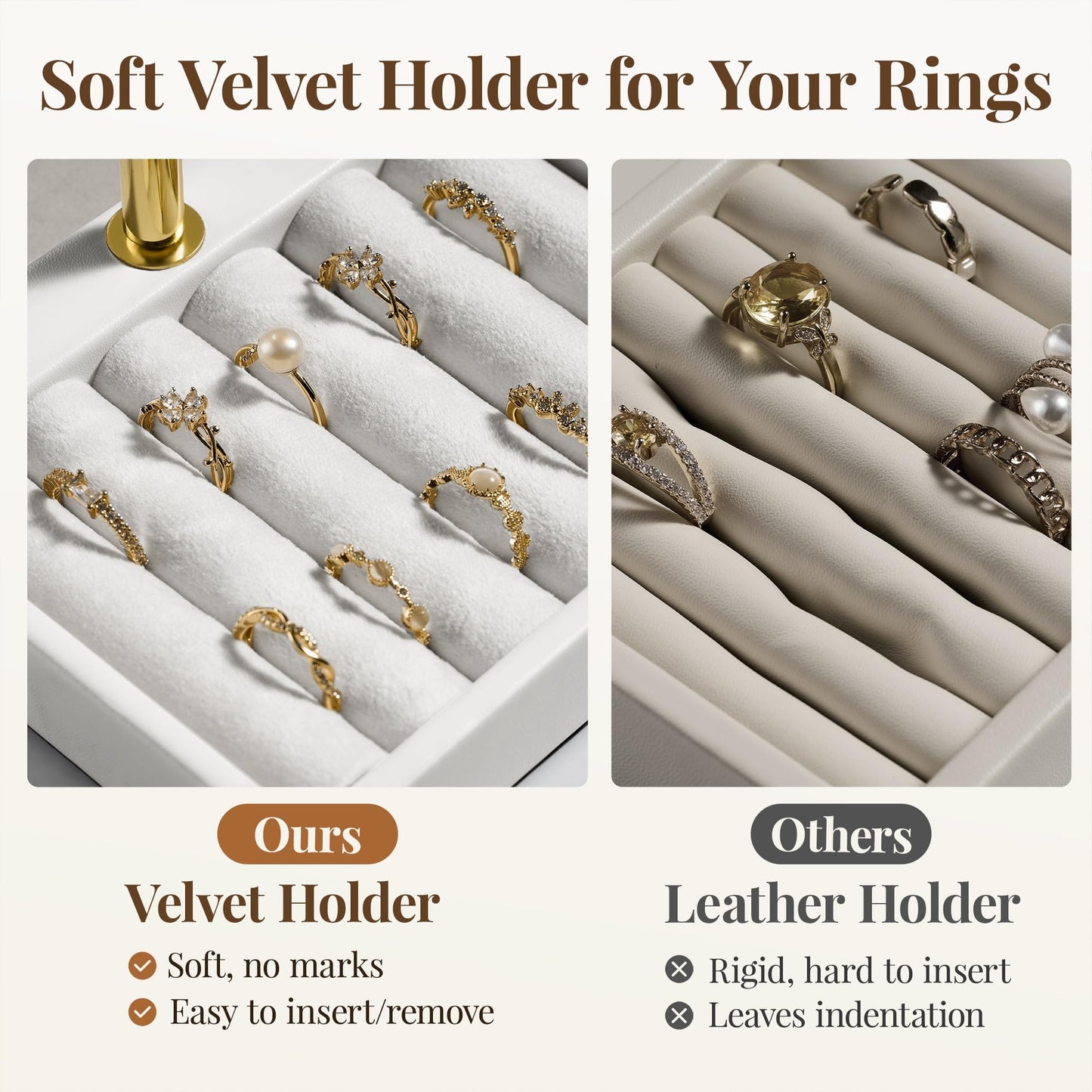 bussdis 3 Tier Bracelet Holder Display - White Leather Bracelet Holder, Detachable T Bar Jewelry Holder Organizer for Bracelet, Necklace, Earrings, Rings, Watches, Bangle