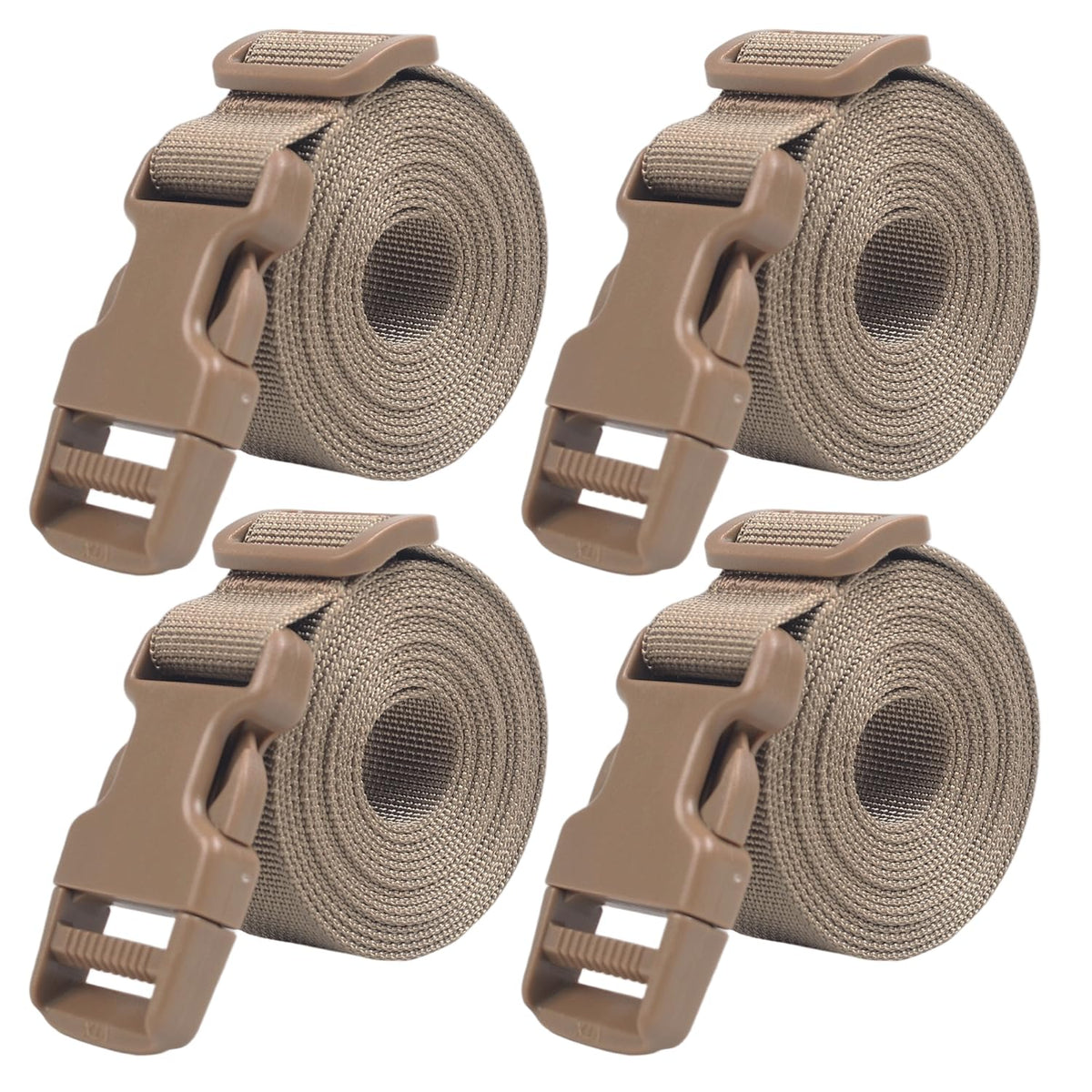 XTACER Backpack Accessory Strap Luggage Straps Cover Strap Sleeping Bag Strap with Buckle (TAN - Release Buckle Straps (4-Pack))