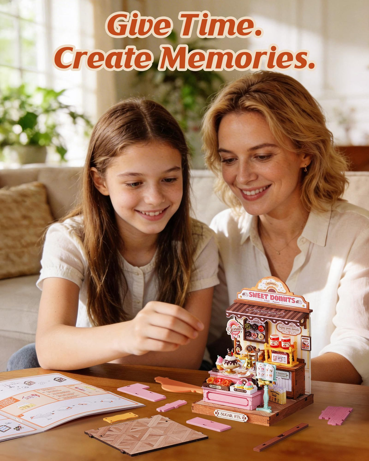 Rolife DIY Miniature Kit Mini Building Dollhouse Sweetie's Donut Shop, Miniverse Lifestyle Mini Bookshelf Decoration, DIY Hobbies for Friends (Sweetie's Donut Shop)