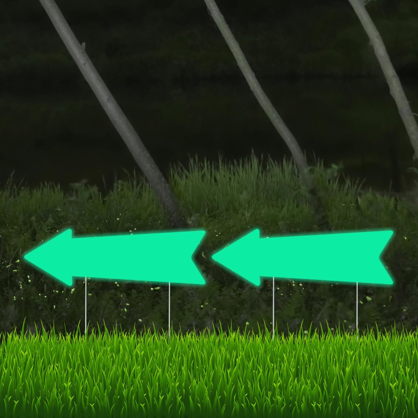 Glow in the Dark - Arrow Signs with Stakes 16 x 5 Inches,This Way Directional Arrow Yard Signs,Halloween Decorations Outdoor, Birthday Party Signs (10)
