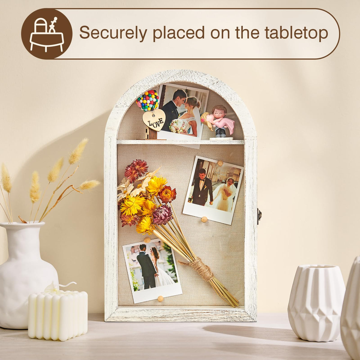 DGWJSU Shadow Box Frame 10x16 Large Shadow Boxes Display Cases with Linen Back and Removable Shelves, Picture Frame Wedding Bouquet Memorabilia Medals Photos Memory Box for Keepsakes (White)