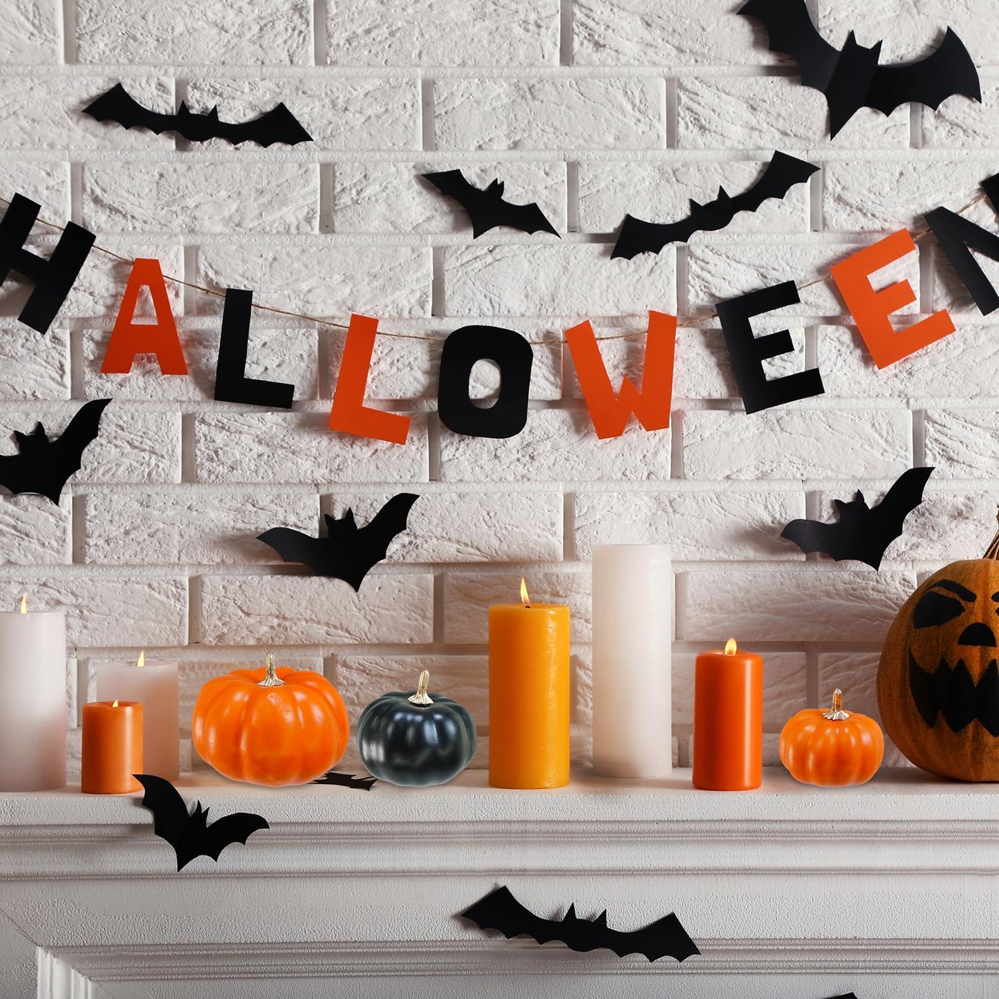 Winlyn 12 Pcs Artificial Orange & Black Pumpkins - Small Decorative Fall Pumpkins for Autumn Harvest, Thanksgiving, Home Party, Wedding Centerpiece, Table Mantel