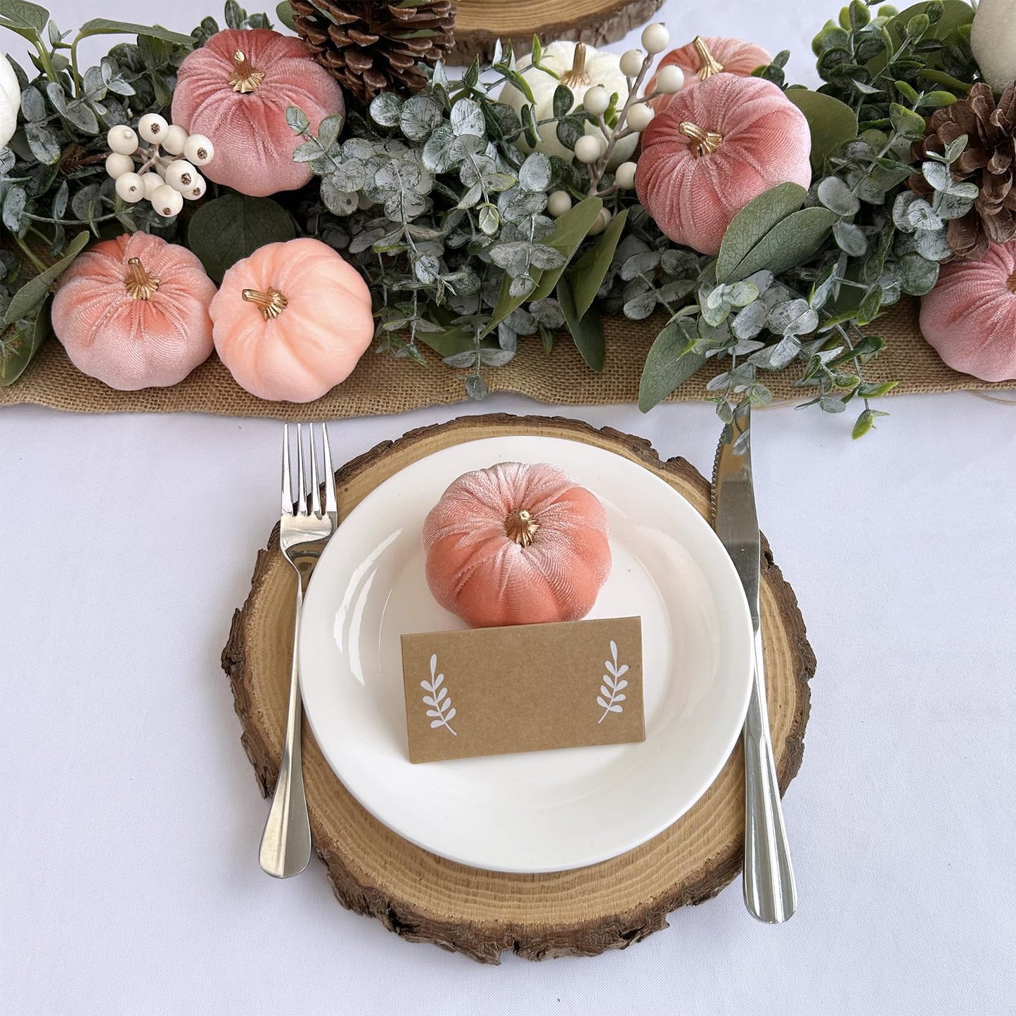 Winlyn 12 Pcs Small Rustic Faux Velvet Pumpkins Decorative Blush Coral Pink Peach Ivory Fabric Foam Pumpkins 3" for Fall Wedding Bbay Shower Thanksgiving Halloween Table Centerpiece Décor