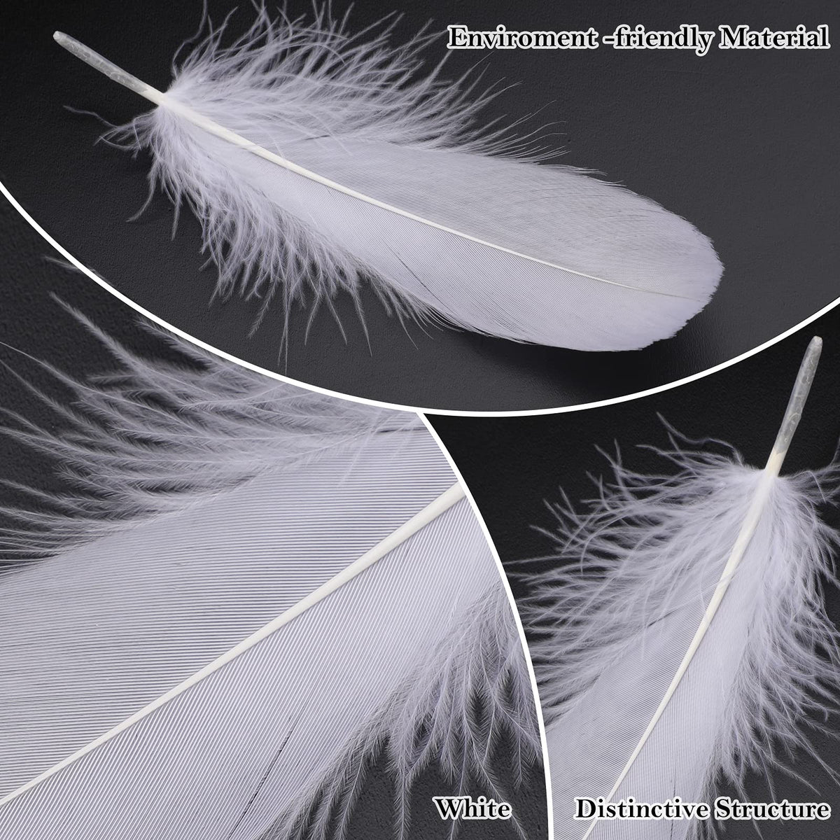 MWOOT 4 Styles Assorted Crafts Feathers (White)