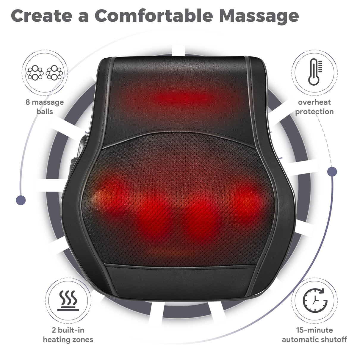 Brelley Neck and Back Massager for Pain Relief Deep Tissue with Heat, Shiatsu Shoulder Massager with Bi-Directional Rotating Head for Neck, Back, Shoulders, and Legs