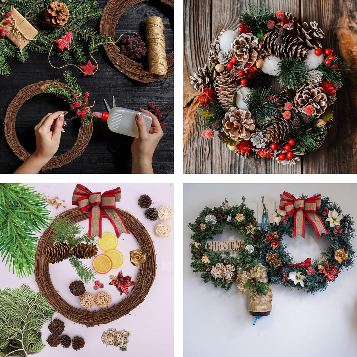 KUKLIPJIM 6 Pcs 12 Inch Natural Grapevine Wreath Set, Hand-Woven Vine Branch Wreaths for DIY Crafts, Christmas Decorations, Home & Event Styling