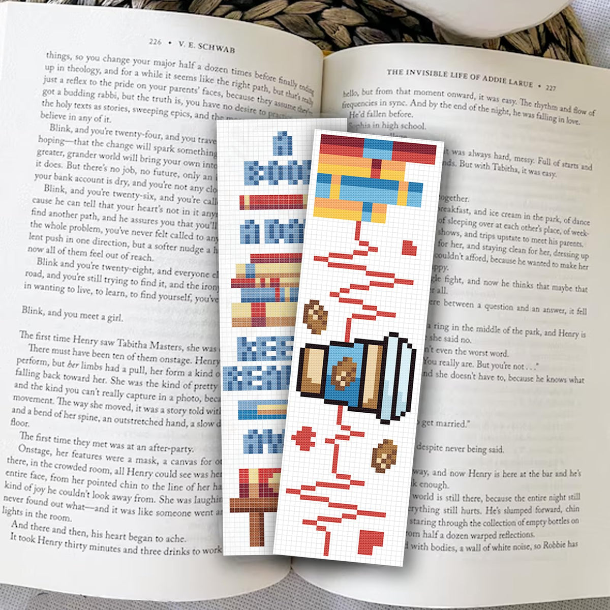 FREEBLOSS 12 Set Cross Stitch Bookmark Kit Bookshelves Stamped Cross Stitch