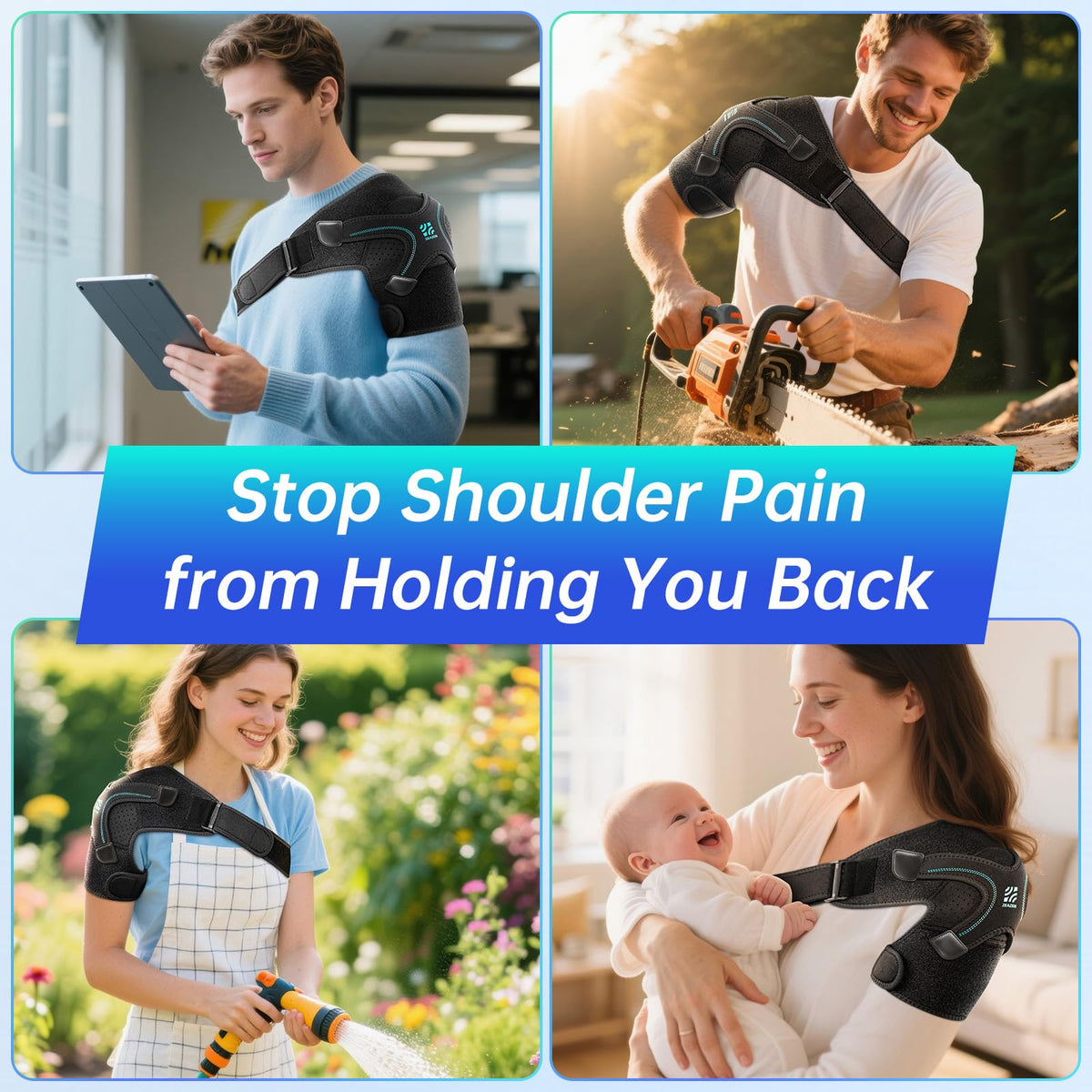 Shoulder Brace, Rotator Cuff Support and Arm Sling for Pain Relief & Injury Recovery, Breathable Compression Sleeve for Strain & Dislocation Prevention, Adjustable for Left and Right Arm, Men & Women