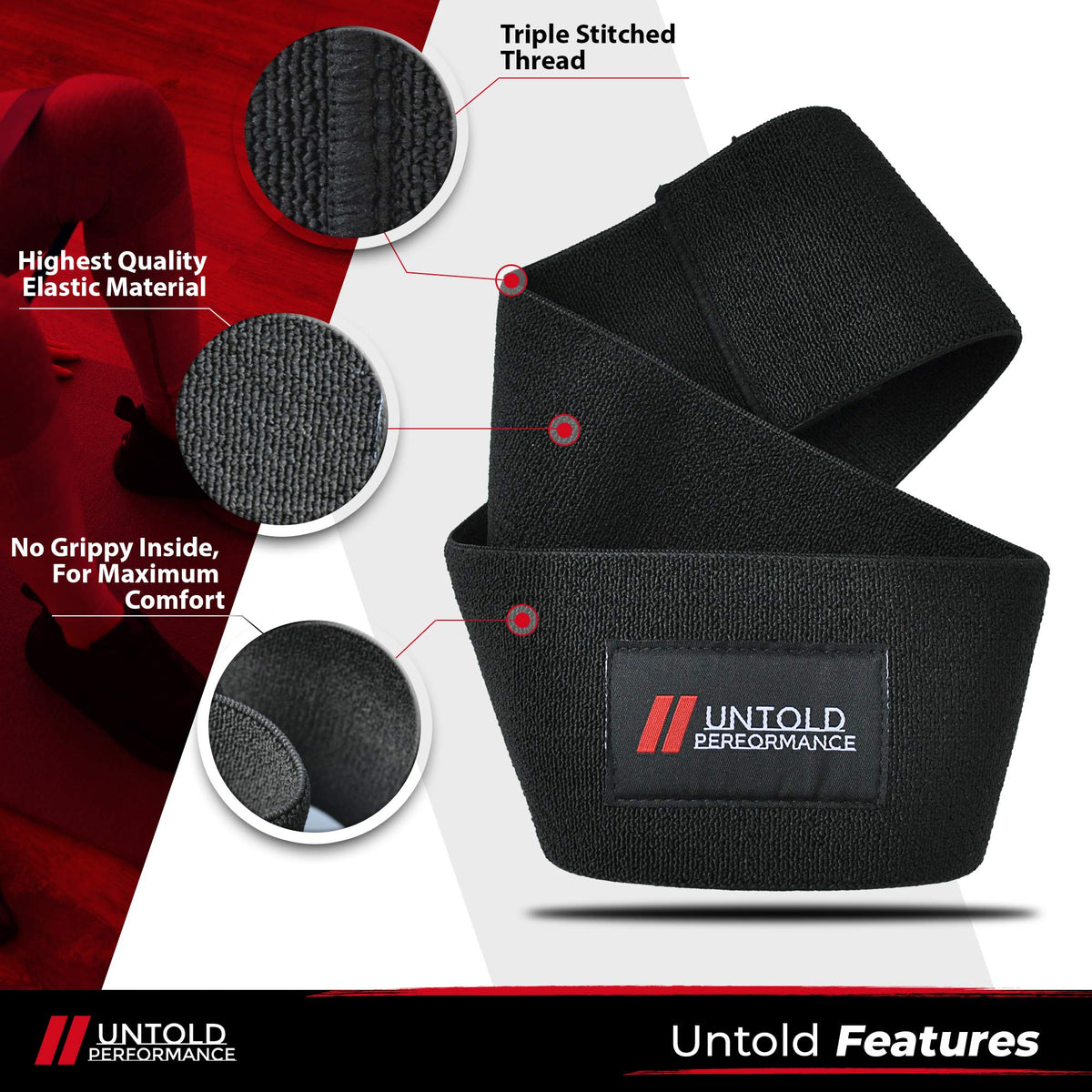 Untold Performance Heavy Resistance Bands - Hip Bands for Working Out, Premium Exercise Bands Resistance, Durable Resistance Bands for Strength, Flexibility & Glute Workouts (Black - Heavy, 1)