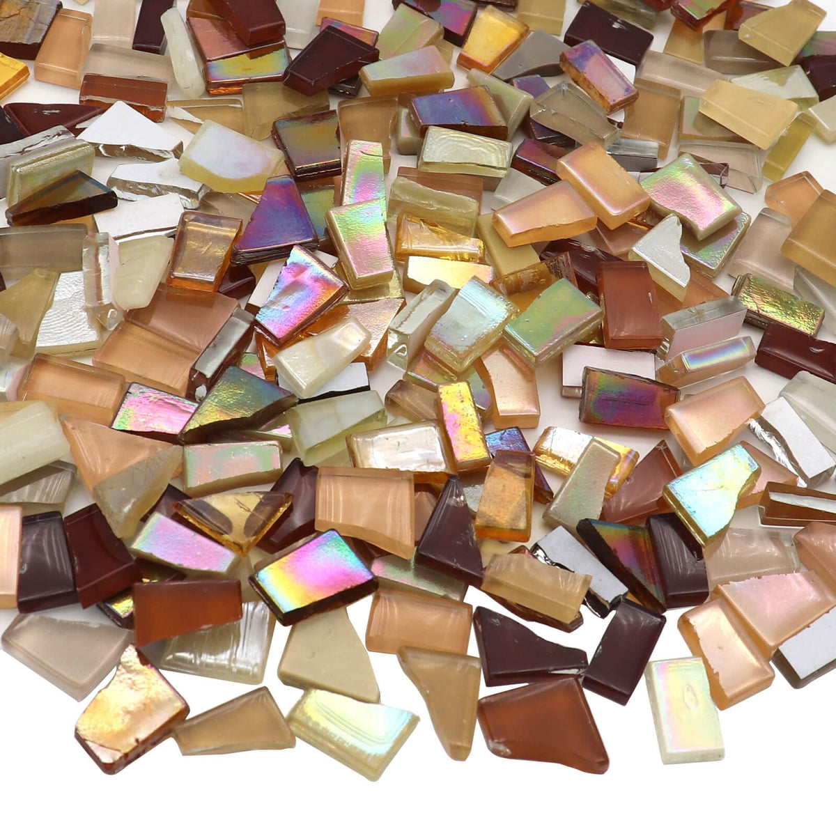 LITMIND 1.1LB Brown Mixed Irregular Glass Scraps Mosaic Tiles for Crafts - Hand-Cut Mosaic Glass Pieces with Backing - Ideal for Mosaic Crafts, Puzzles, and Artwork Projects