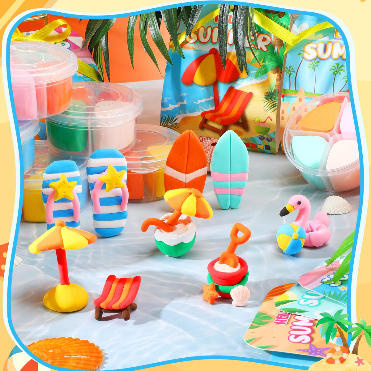 Capoda 18 Sets Air Dry Clay Kit for Kids End of School Year Gifts DIY Modeling Clay Arts Crafts Kit for Summer Beach Pool Party Favors Art Projects Fun Activities Classroom Gifts Rewards Supplies