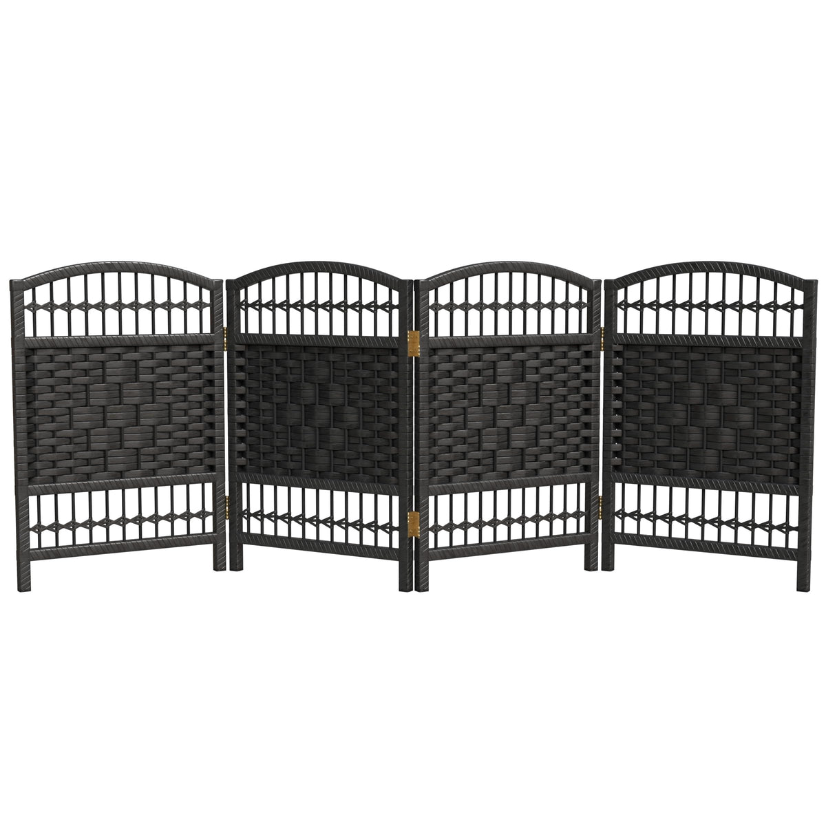Red Lantern 2 ft. Short Fiber Weave Folding Screen - Black - 4 Panels