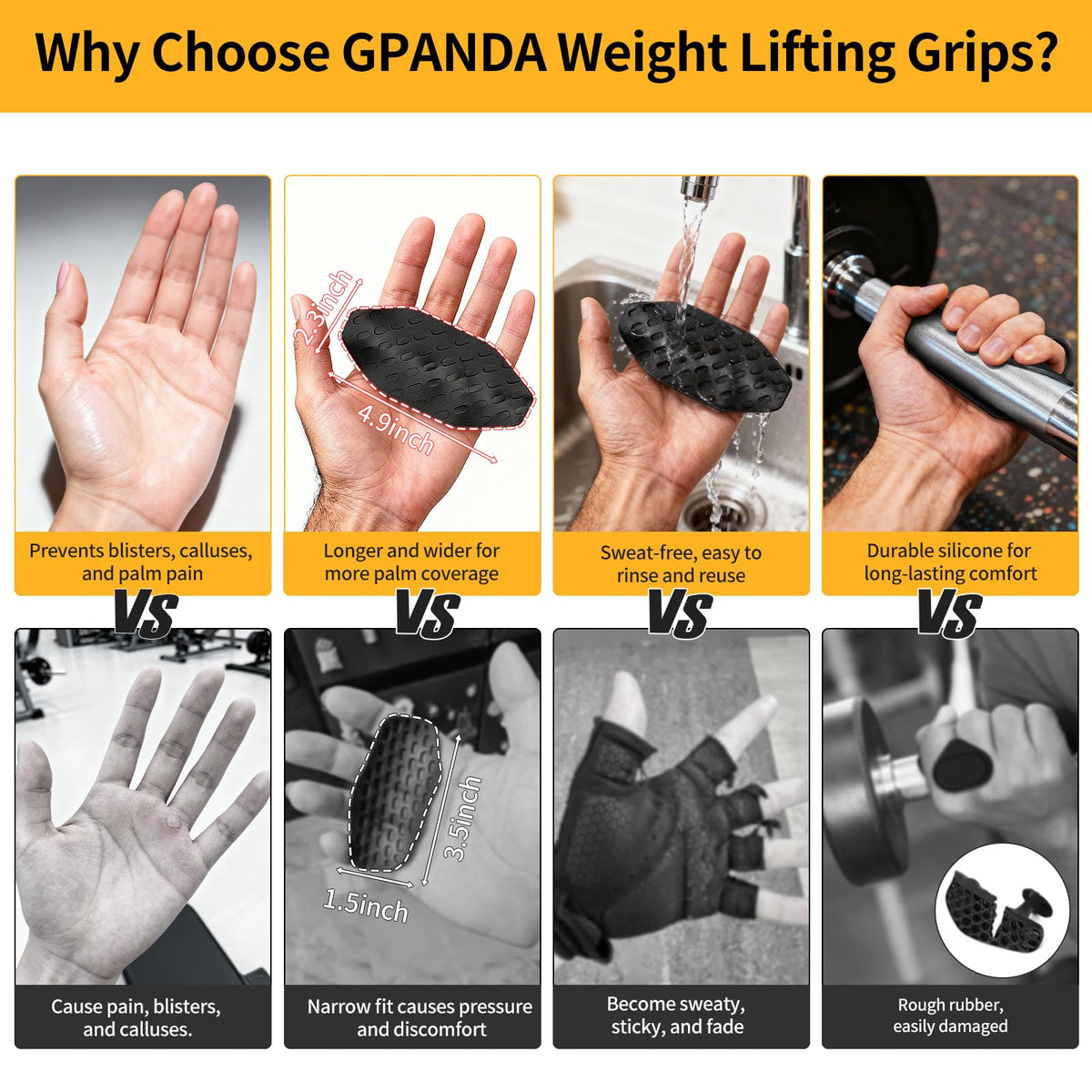 GPANDAG [Upgraded Wider] Weight Lifting Hooks and Lifting Grips for Men and Women(2 Pair), Lifting Straps Gym Grip for Weightlifting, Deadlifts, Pull-Ups, Strength Training, Wrist Wraps Hooks for Seniors