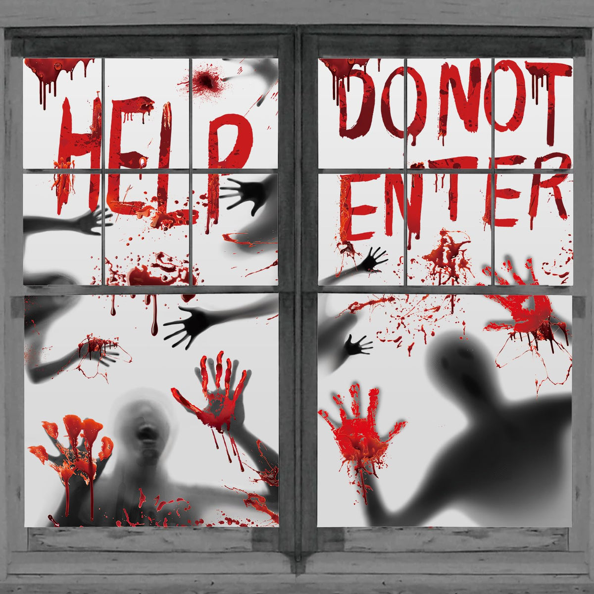 2Pcs Halloween Door Cover Window Poster Decorations Scary Zombie Hands Bloody Handprint Halloween Window Clings for Haunted House Indoor and Outdoor 60" x 60"