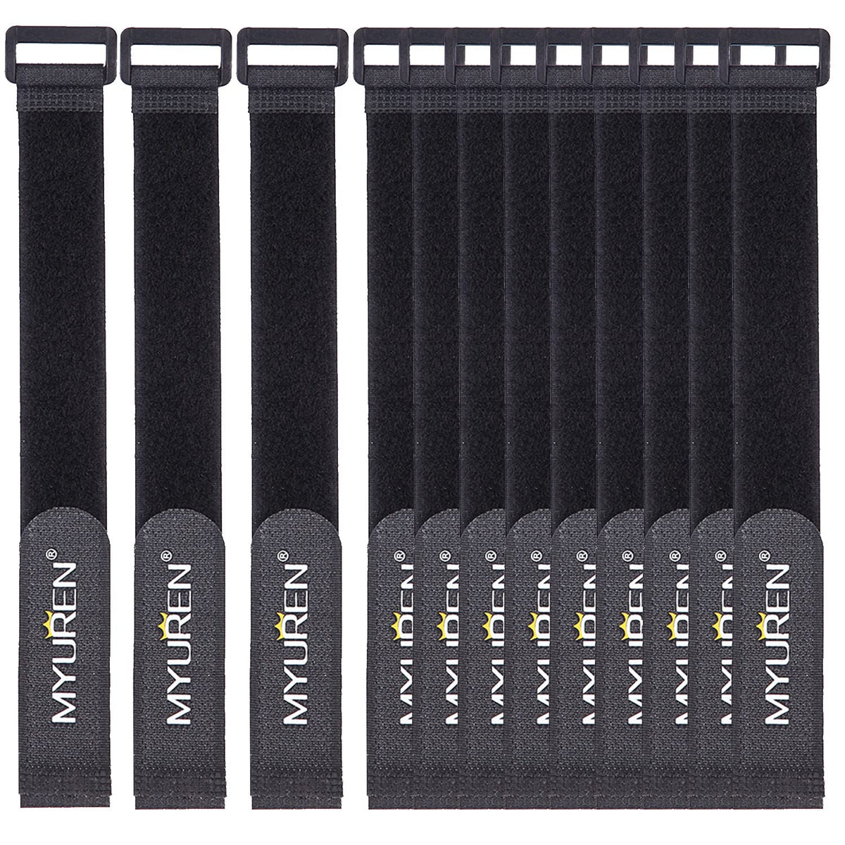 1"x 18"-12 Pack Reusable Fastening Cable Straps with Buckle Adjustable Hook and Loop Securing Strap Multi-Purpose Cinch Strap for Cord Management