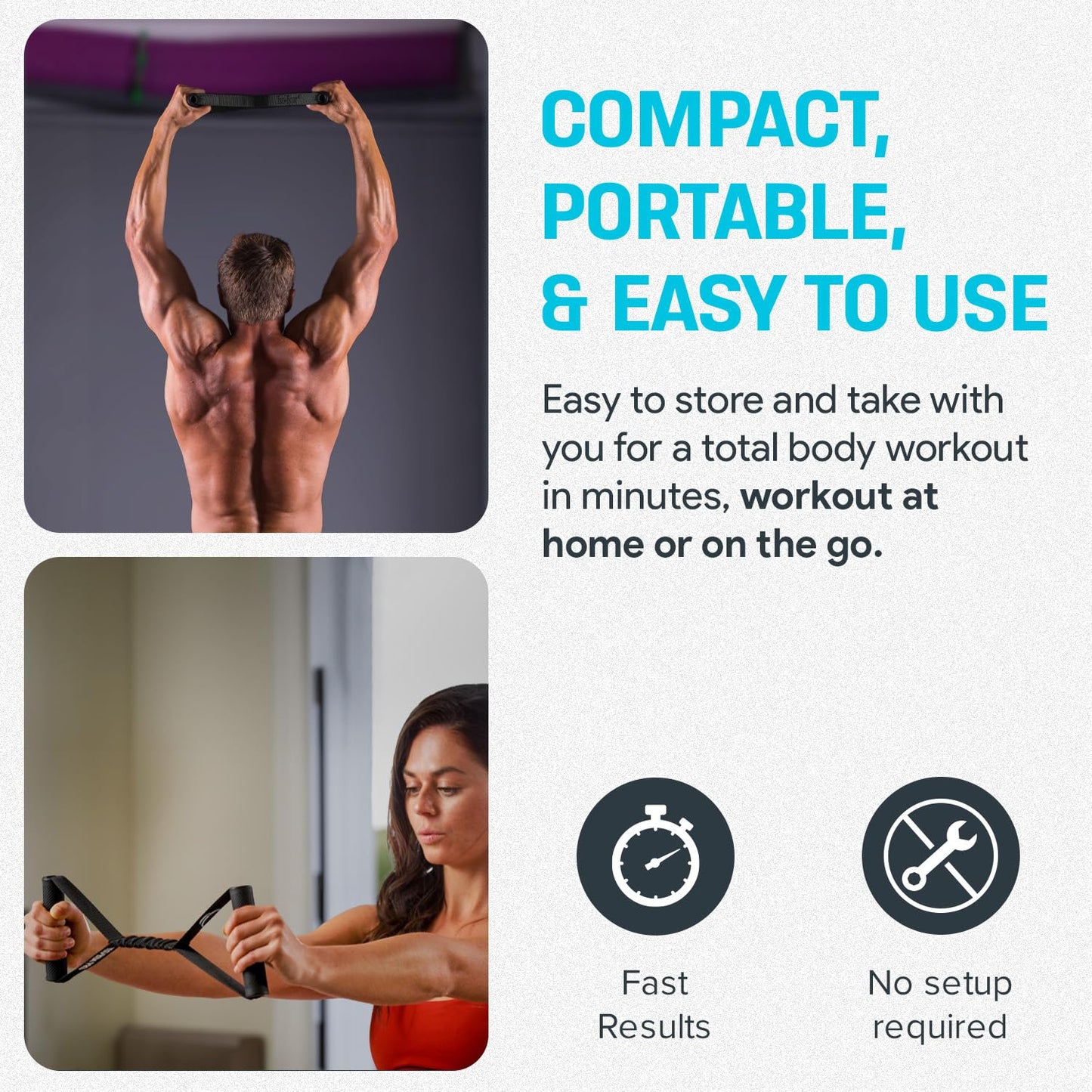 Bullworker Iso-Bow Pro Pair - Isometric Exercise Equipment: Self Resistance Portable Exercise & Stretching Straps with Handles - Yoga, Pilates, Mobility & Strength Training