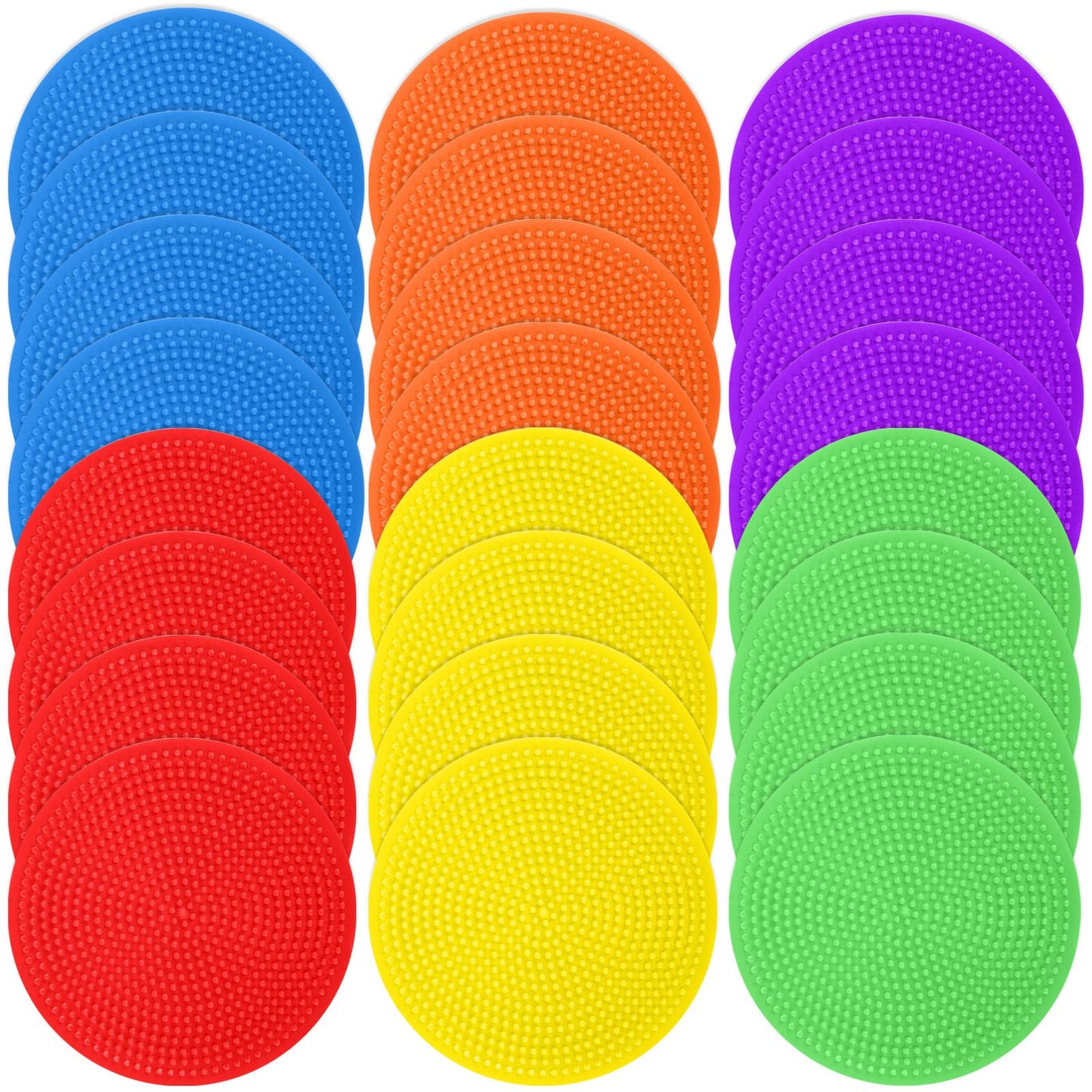 TuXHui Poly Spots Spot Markers for Gym Floor 6inch 24Pcs Non-Slip Rubber Floor Dots Round Agility Markers Flat Cones for Sports Soccer Basketball PE Training, Dance, Classroom Activities