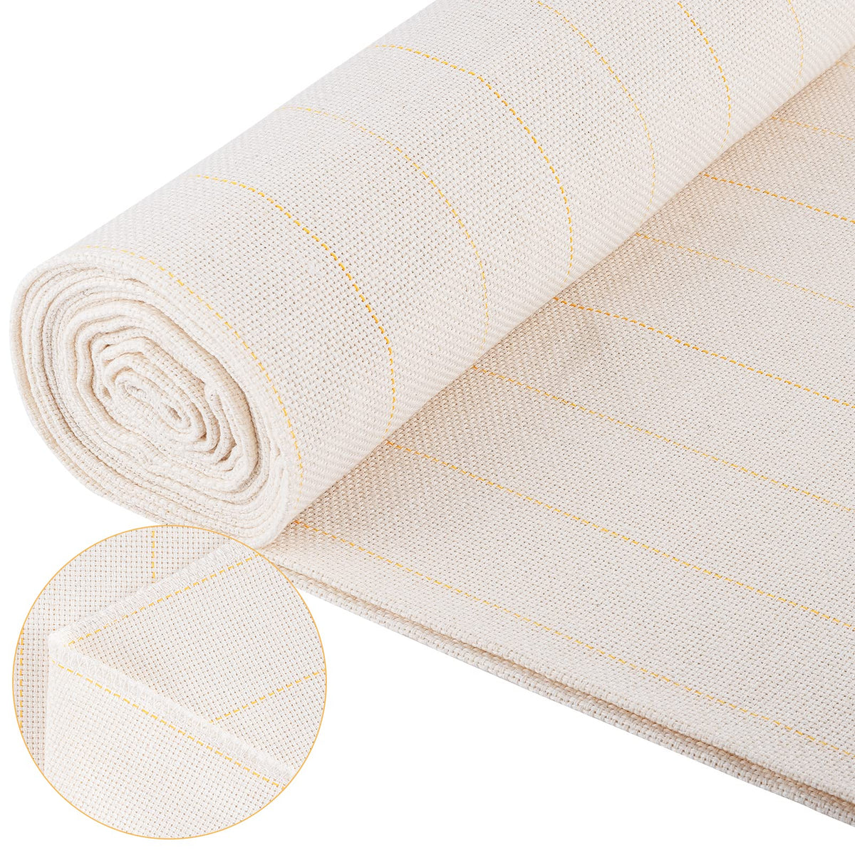 39.4"× 197" Large Overlocking Tufting Cloth with Marked Lines- Primary Monk's Cloth Punch Needle Fabric for DIY Rug-Punch Tufting Gun