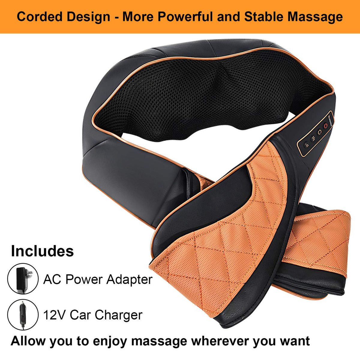 TRIDUCNA Shiatsu Neck Shoulder Back Massager with Heat and Carry Bag - Electric Massage Pillow with Deep Tissue Kneading for Lower Back, Calf, Leg Massage - Use at Home, Office, and Car
