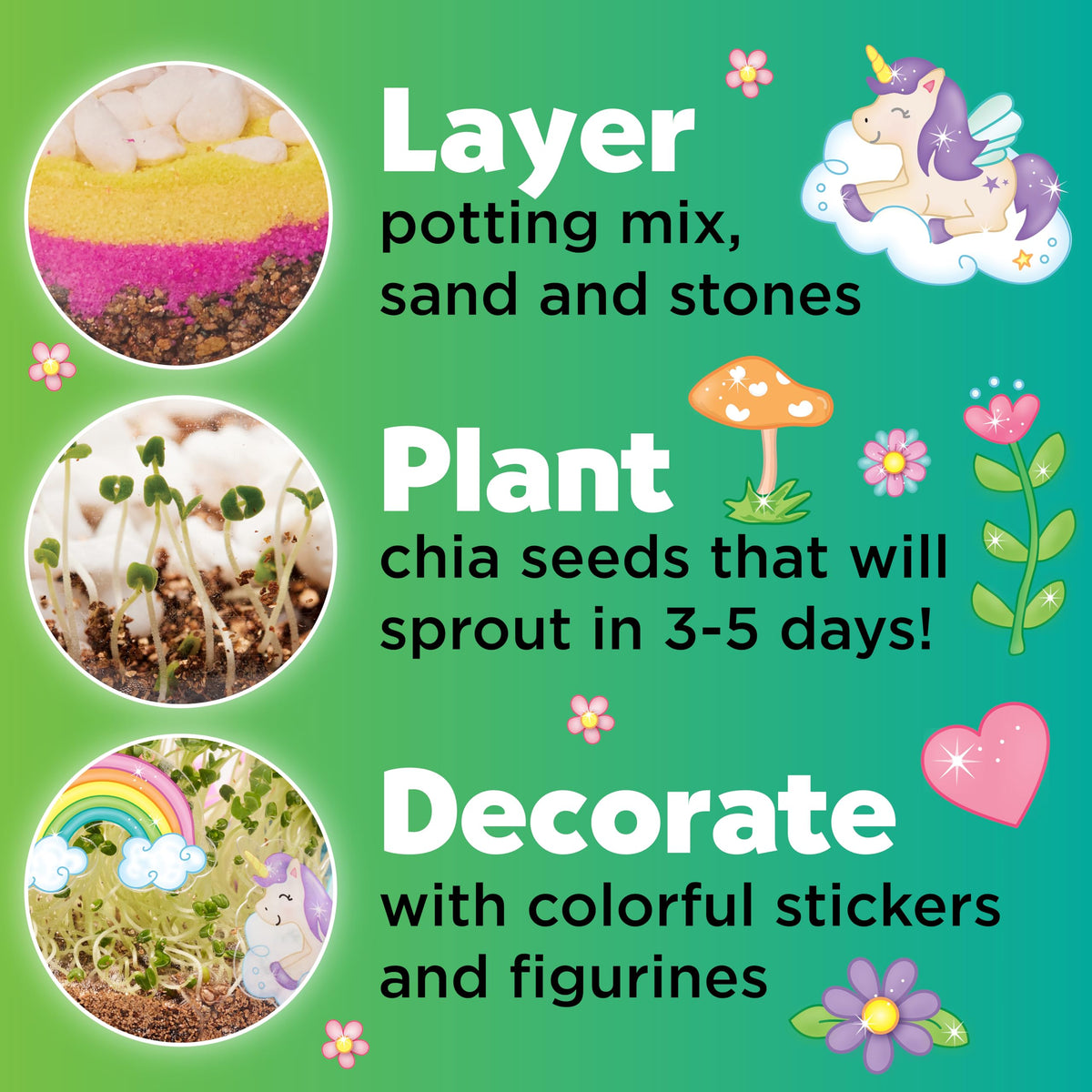 Creativity for Kids Plant and Grow Unicorn Forest: Terrarium Kit for Kids, Unicorn Toys and STEM Kits, Spring Crafts & Arts and Crafts for Girls (Ages 6+)
