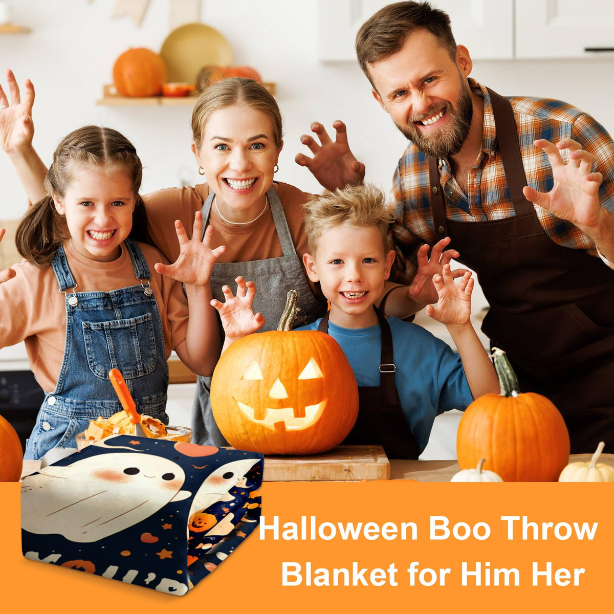 60×50 Halloween Throw Blanket for Women Men, Summerween Couple Boo Throw Blanket, Halloween Fall Flannel Blankets Hallo-Ween Boo Basket Stuffers for Him Her National Boyfriend Day Sofa Blankets