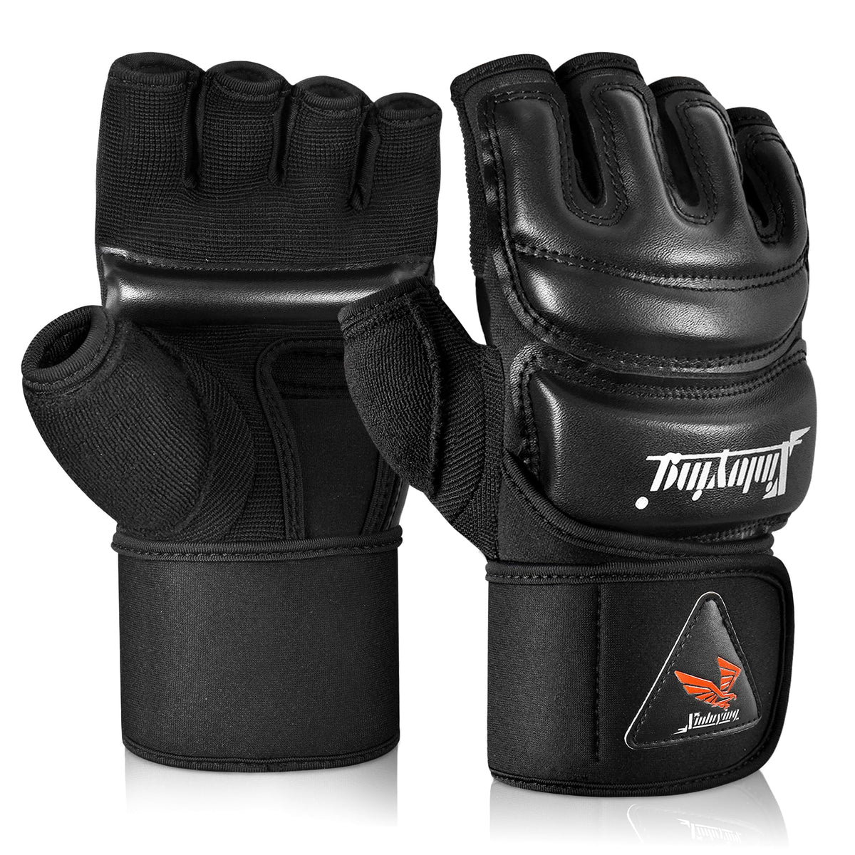 Xinluying MMA Gloves Punch Bag Training Martial Arts Sparring Grappling Kickboxing Muay Thai Boxing Gloves, Thickened Knuckle Pads，Widen The Wristband，Fingerless Rub Resistance Mitts for Men Women