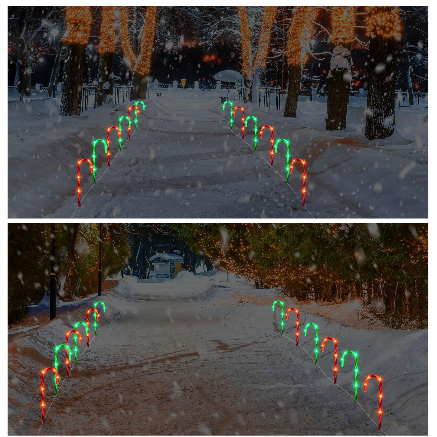 VIHOSE 12 Pcs 17 Inch Christmas Candy Cane Lights with Stakes Waterproof Pathway Markers Candy Cane Christmas Decorations for Xmas Holiday Garden Patio Lawn Yard Landscape Path Outdoor Decor