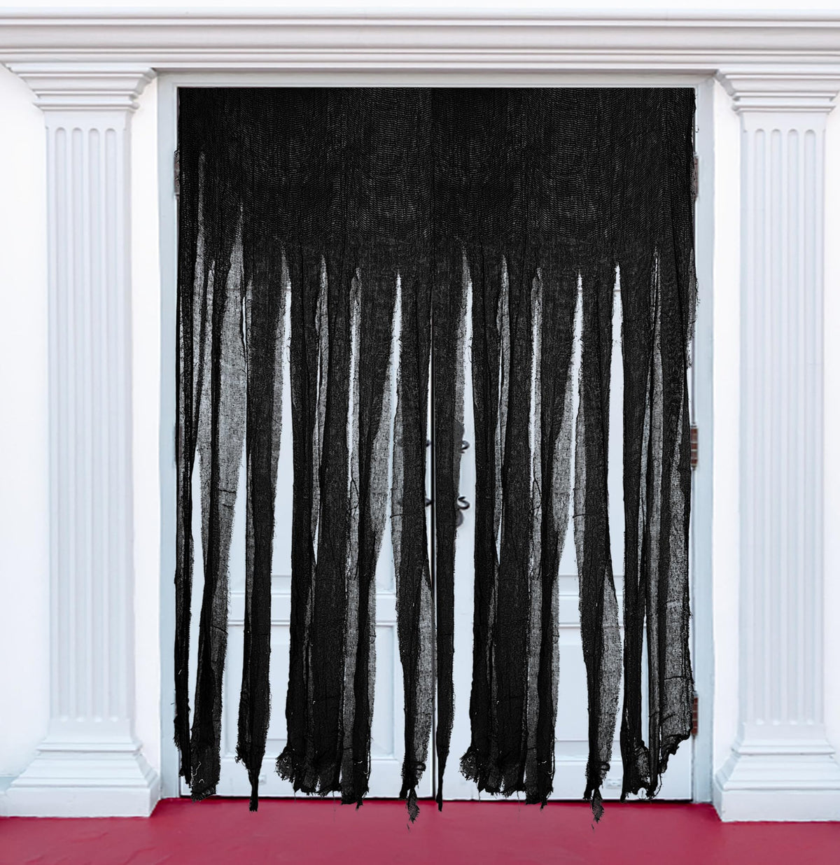 Sfcddtlg 2 Pcs Halloween Black Doorway Curtain- 85 x 59 Inch Extra Large Creepy Door Curtain Decorations- Scary Spooky Cloth for Halloween Party Haunted House Decoration