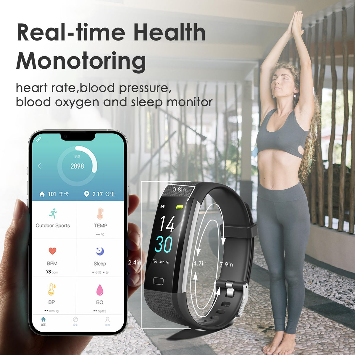 Fitness Tracker for Men and Women, Slim Smart Bracelet with Heart Rate, Sleep & Step Counter, Calorie, Multi Sports Modes, Waterproof Pedometer Activity Tracker Watch for Parents (Black)